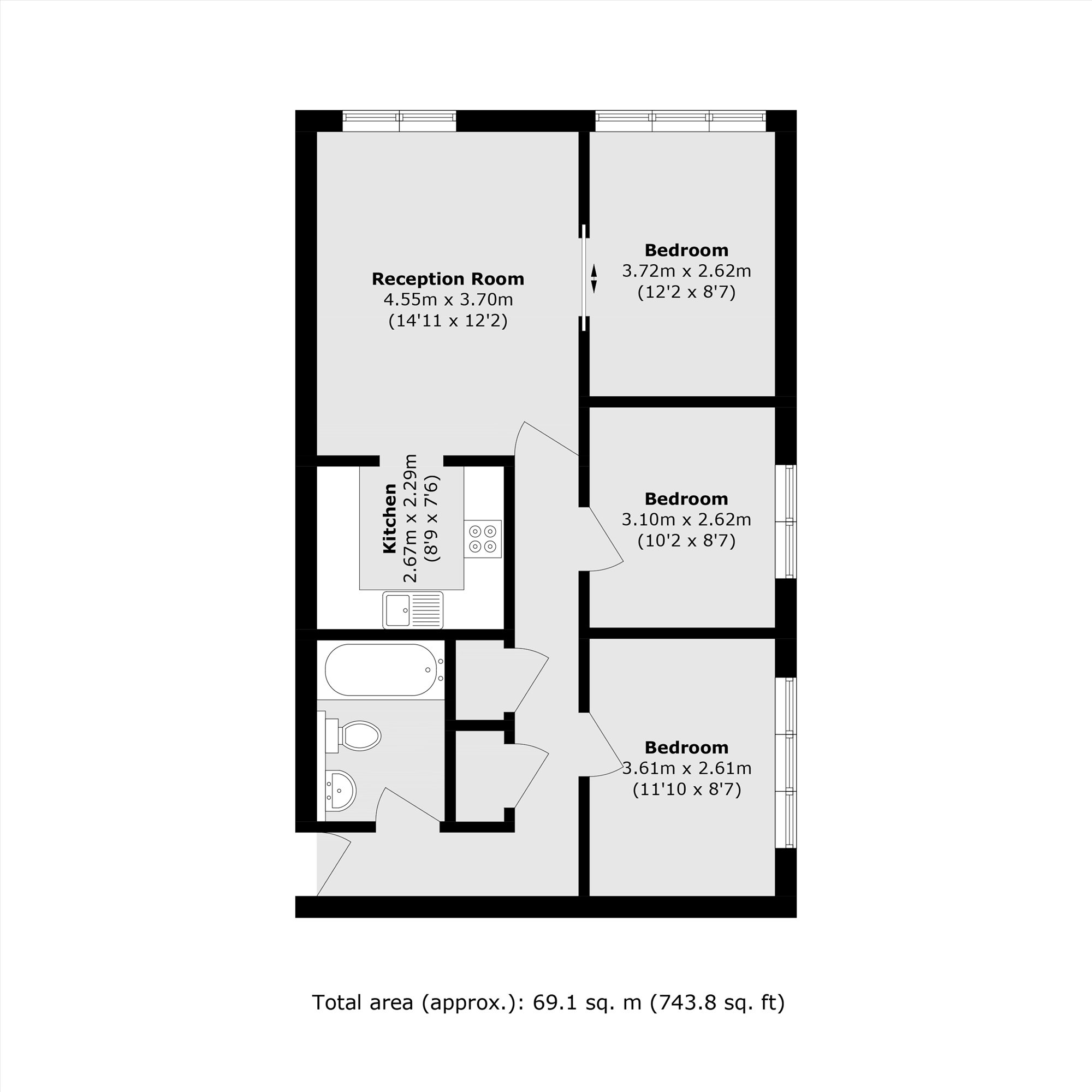 Flat 14, White Lodge, Castlebar Park, London floorplan
