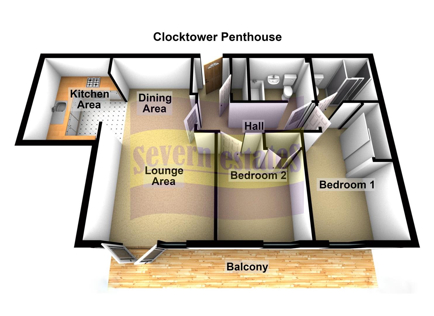 Clocktower Penthouse, 25, Severn View, Stourport On Severn floorplan