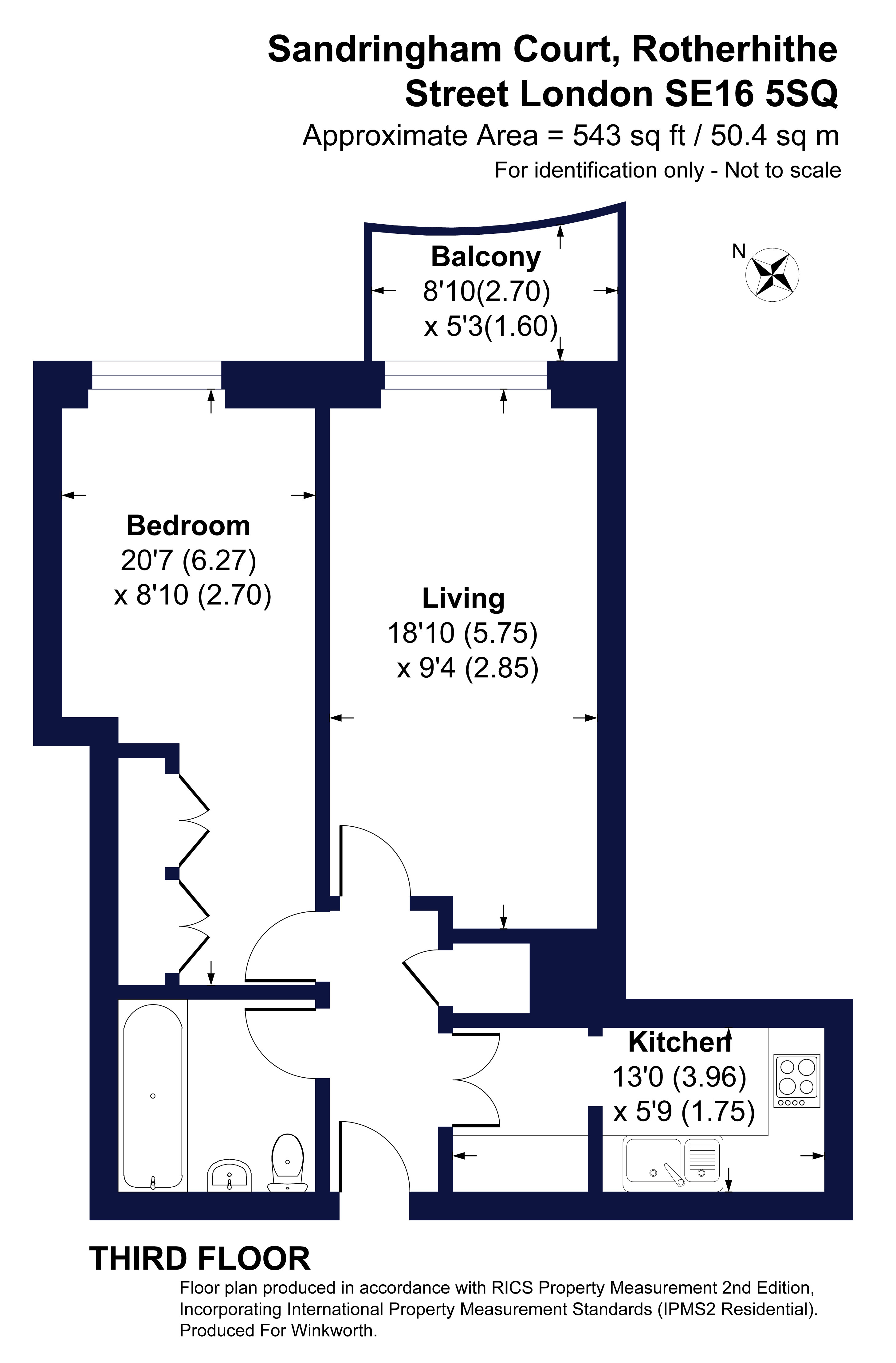 Flat 13, Sandringham Court,, King & Queen Wharf, London floorplan