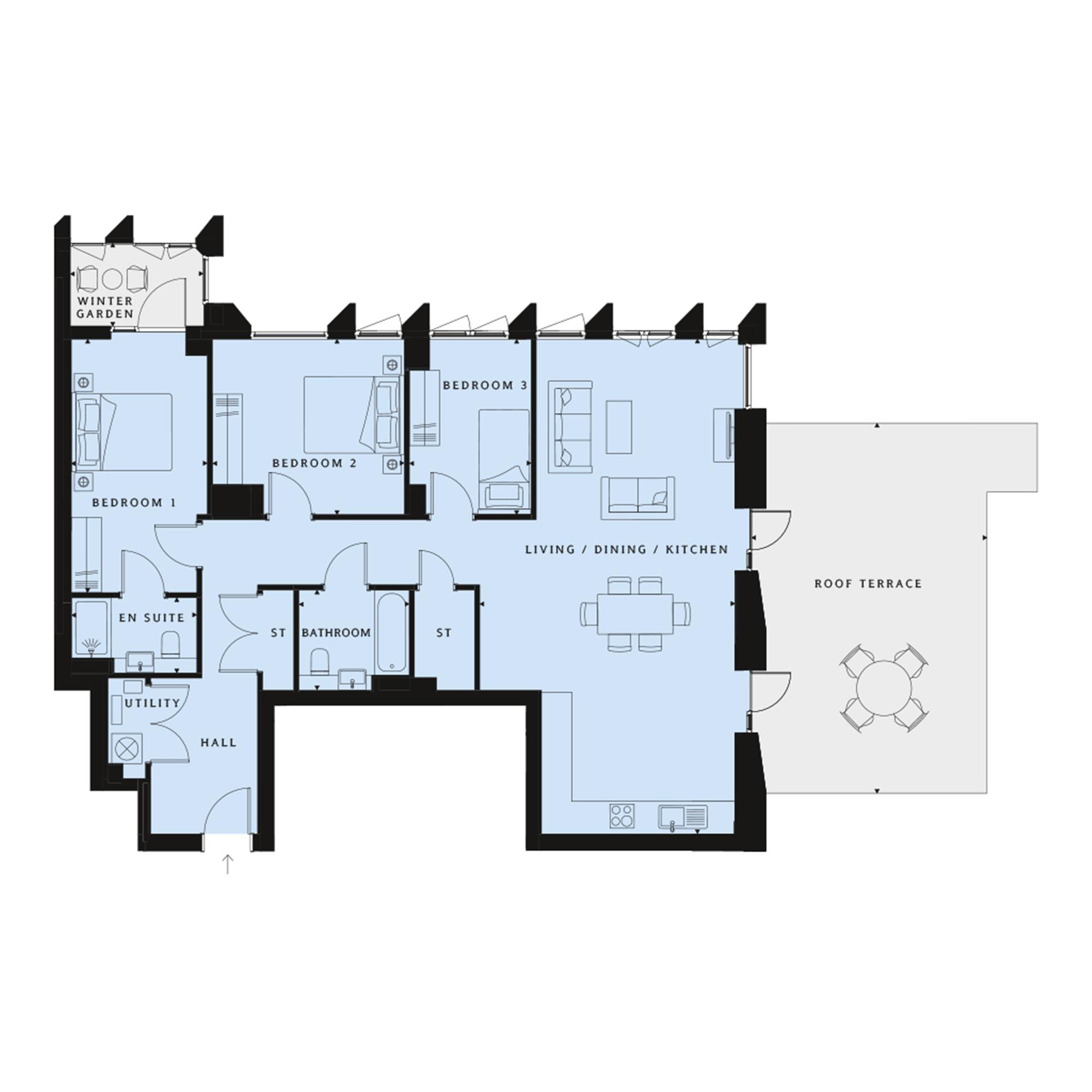 3 Bedrooms Flat for sale in 