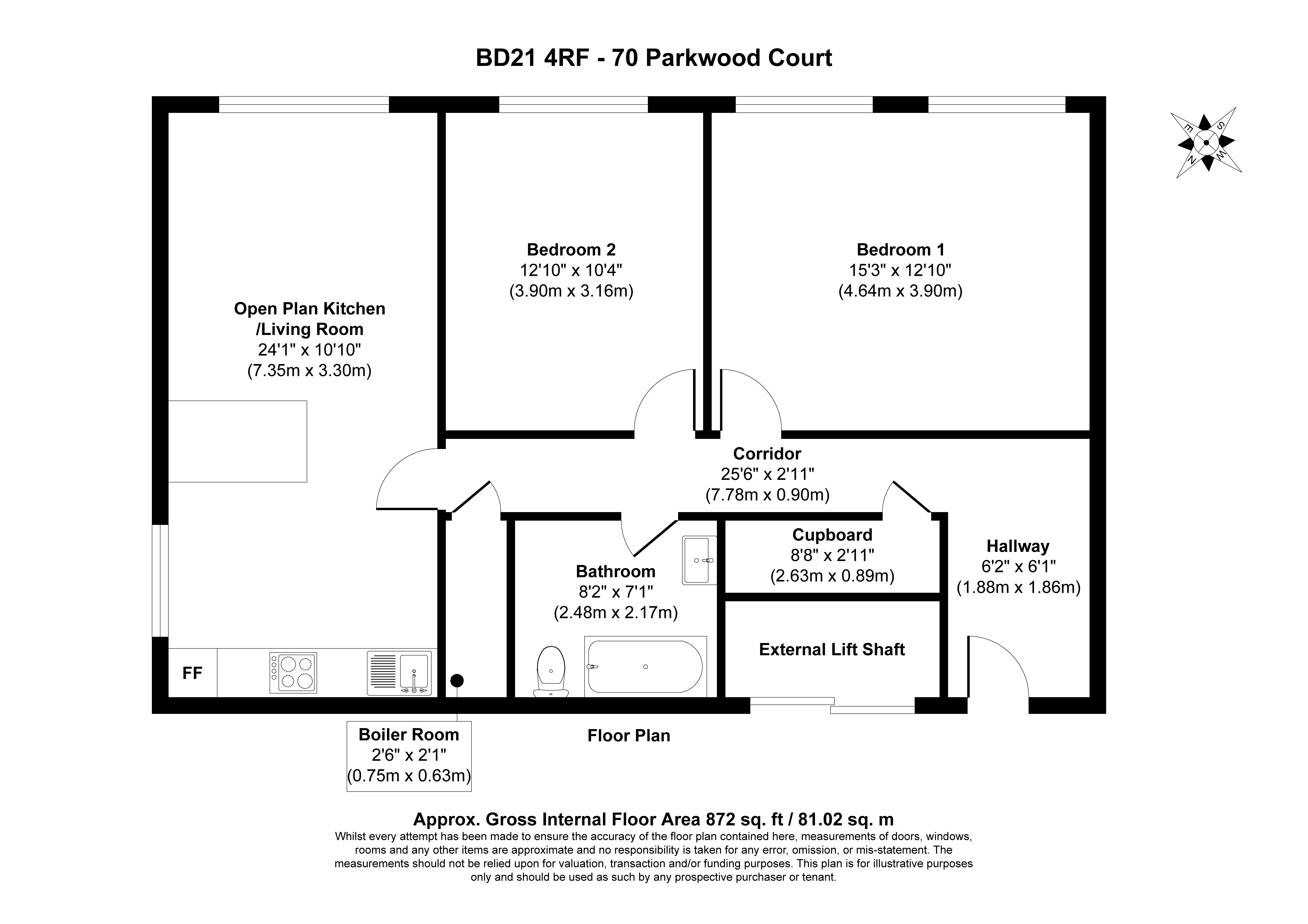 70 Parkwood Court, Parkwood Rise, Keighley floorplan