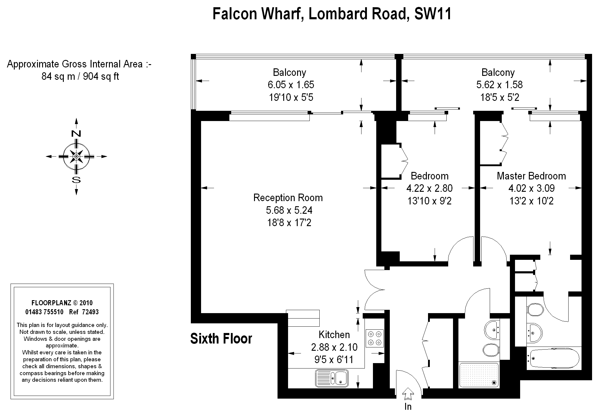 601 Falcon Wharf, 34, Lombard Road, London floorplan