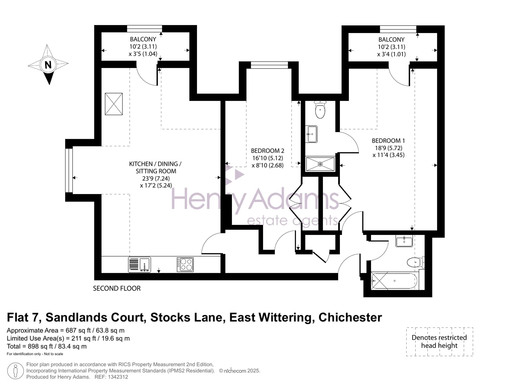 Flat 7, Sandlands Court Stocks Lane, Chichester floorplan