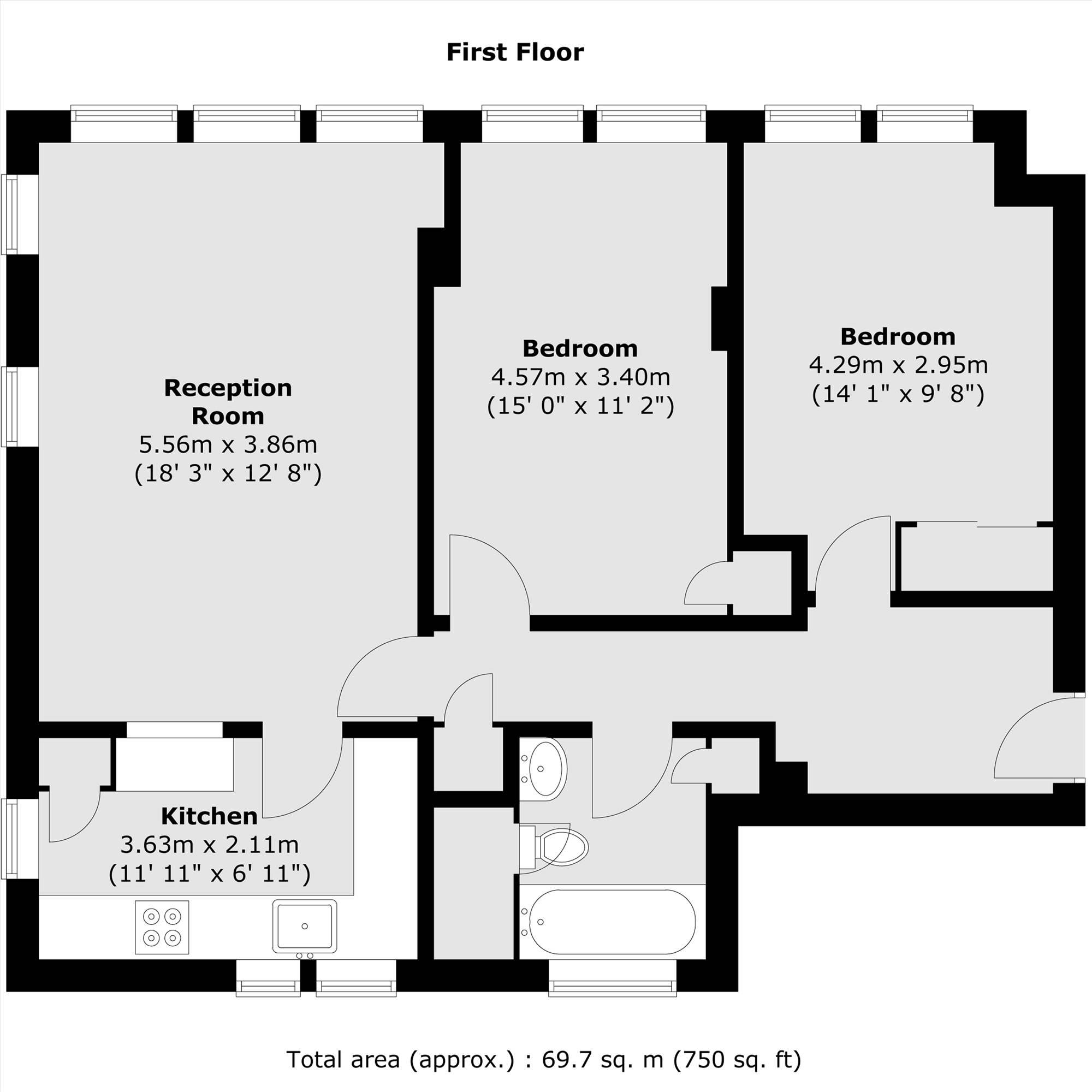 Flat 3, The Towers, Lower Mortlake Road, Richmond floorplan