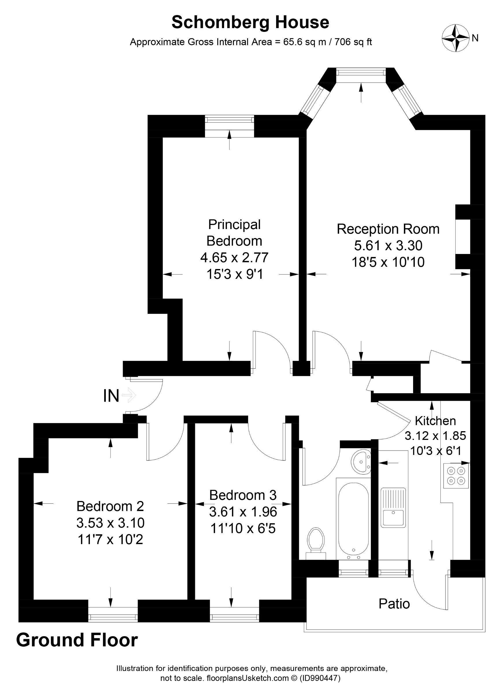 Flat 55, Schomberg House, London floorplan