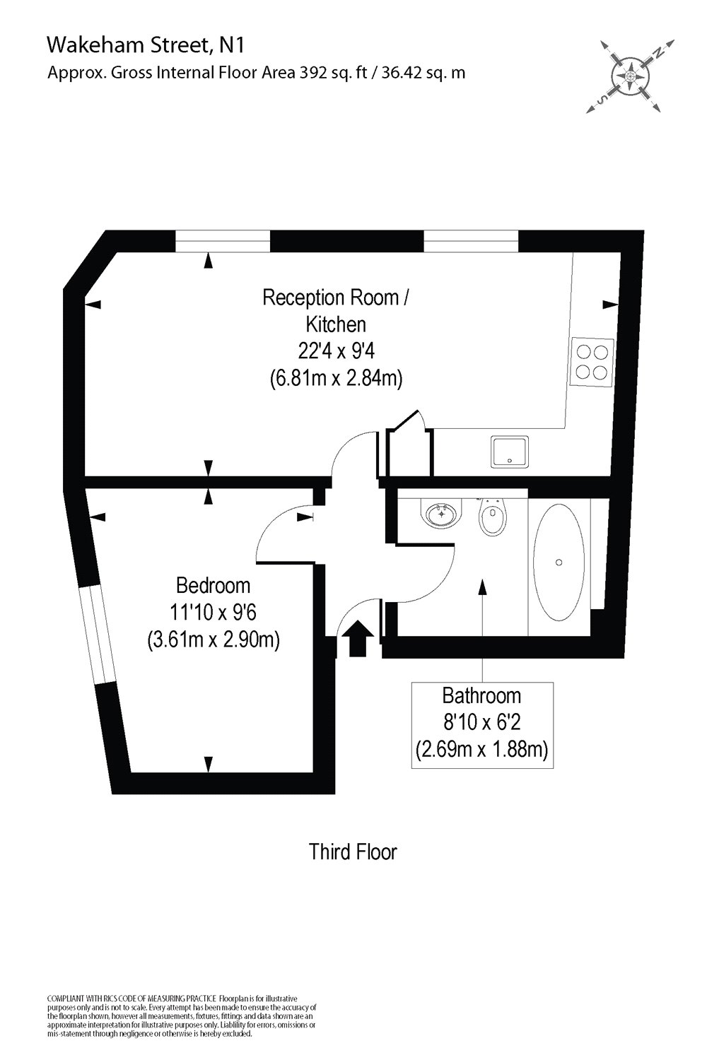 1 Bedrooms Flat to rent in Wakeham Street, Islington N1
