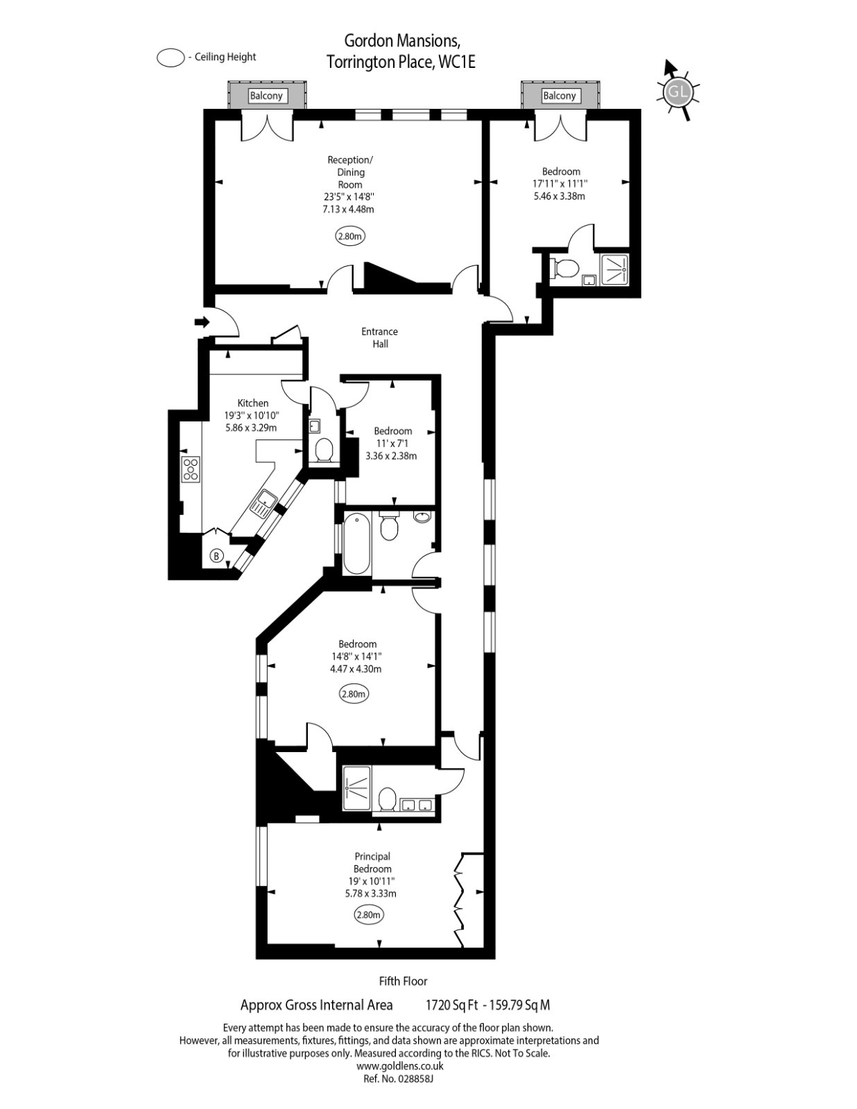Flat 28, Gordon Mansions,, Torrington Place, London floorplan
