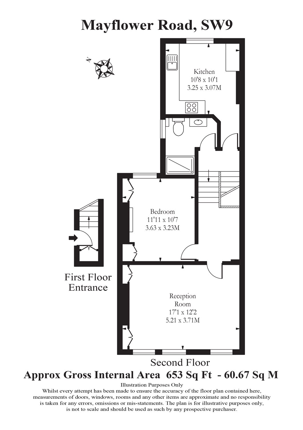 1 Bedrooms Flat to rent in Mayflower Road, Clapham, London SW9