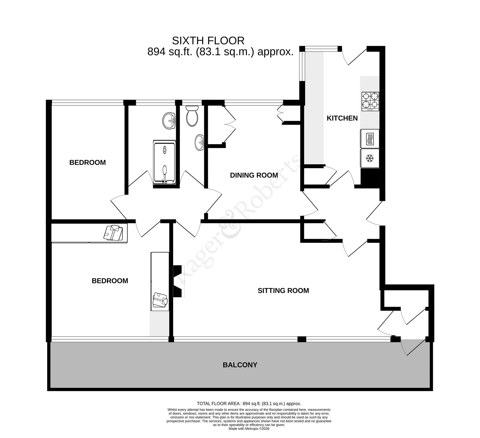Flat 53 Grand Court,,, King Edwards Parade, East Sussex floorplan