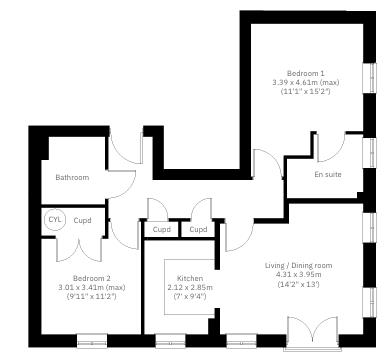 2, 18, Elms Park Road, Cheltenham floorplan