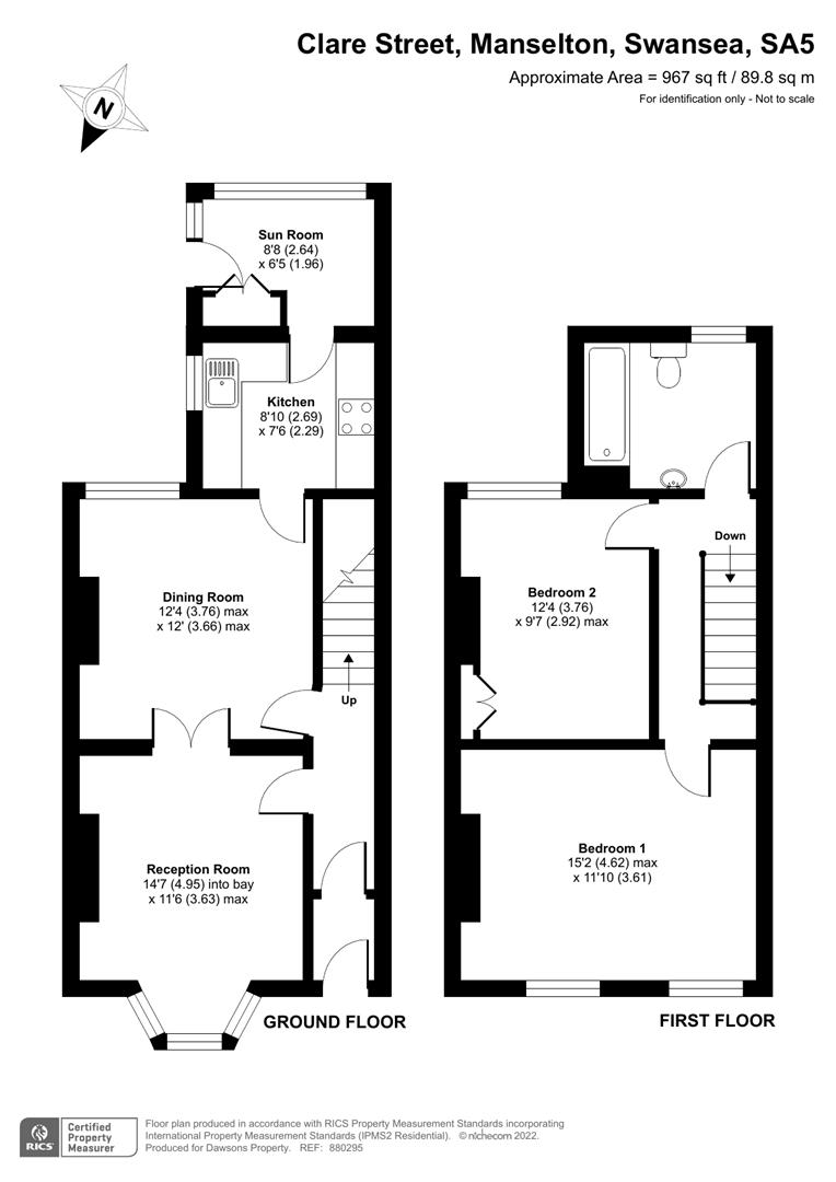 Clare Street, Manselton, Swansea SA5, 2 bedroom terraced house for sale