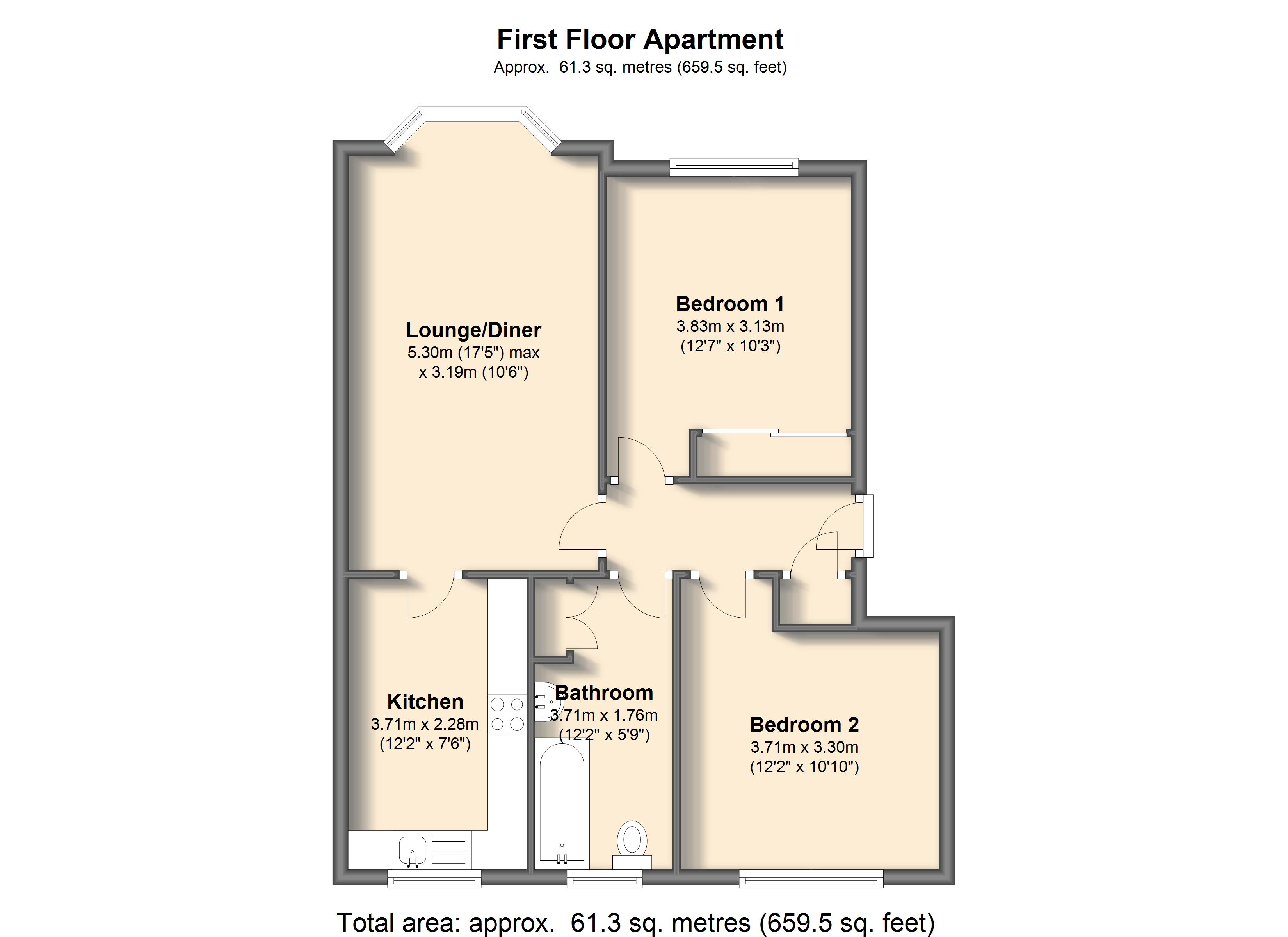 2 Bedrooms Flat to rent in Brookhaven Way, Bramley, Rotherham S66