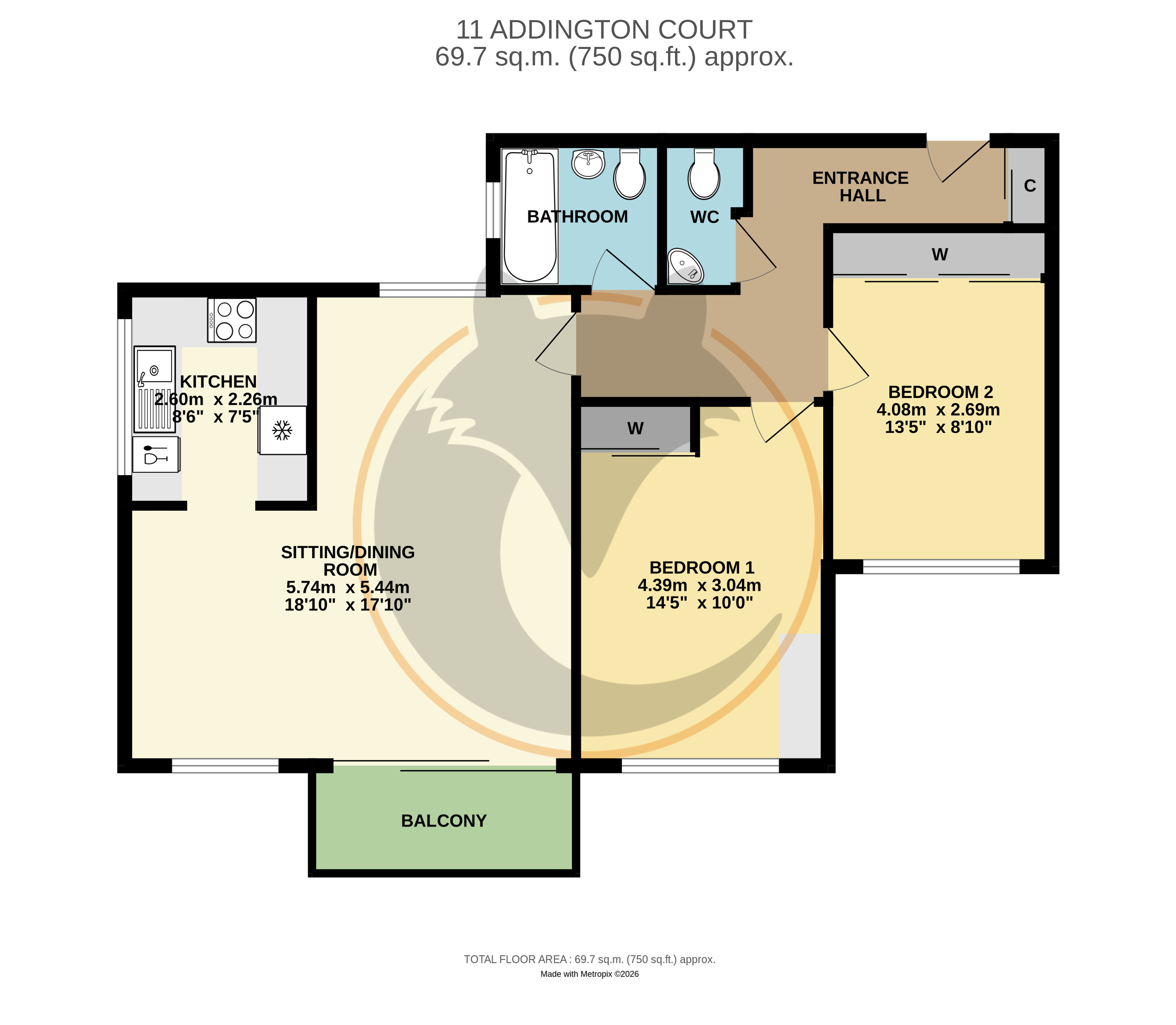 Flat 11, Addington Court,, Keats Avenue, Lymington floorplan