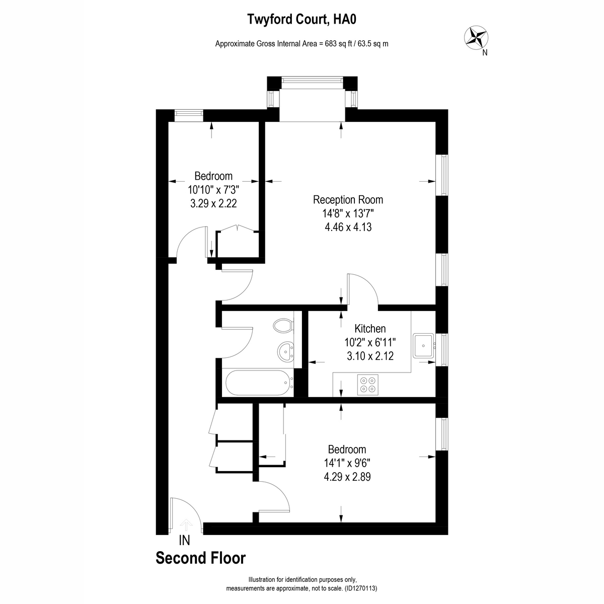 Flat Flat 9, Twyford Court, Vicars Bridge Close, Wembley floorplan