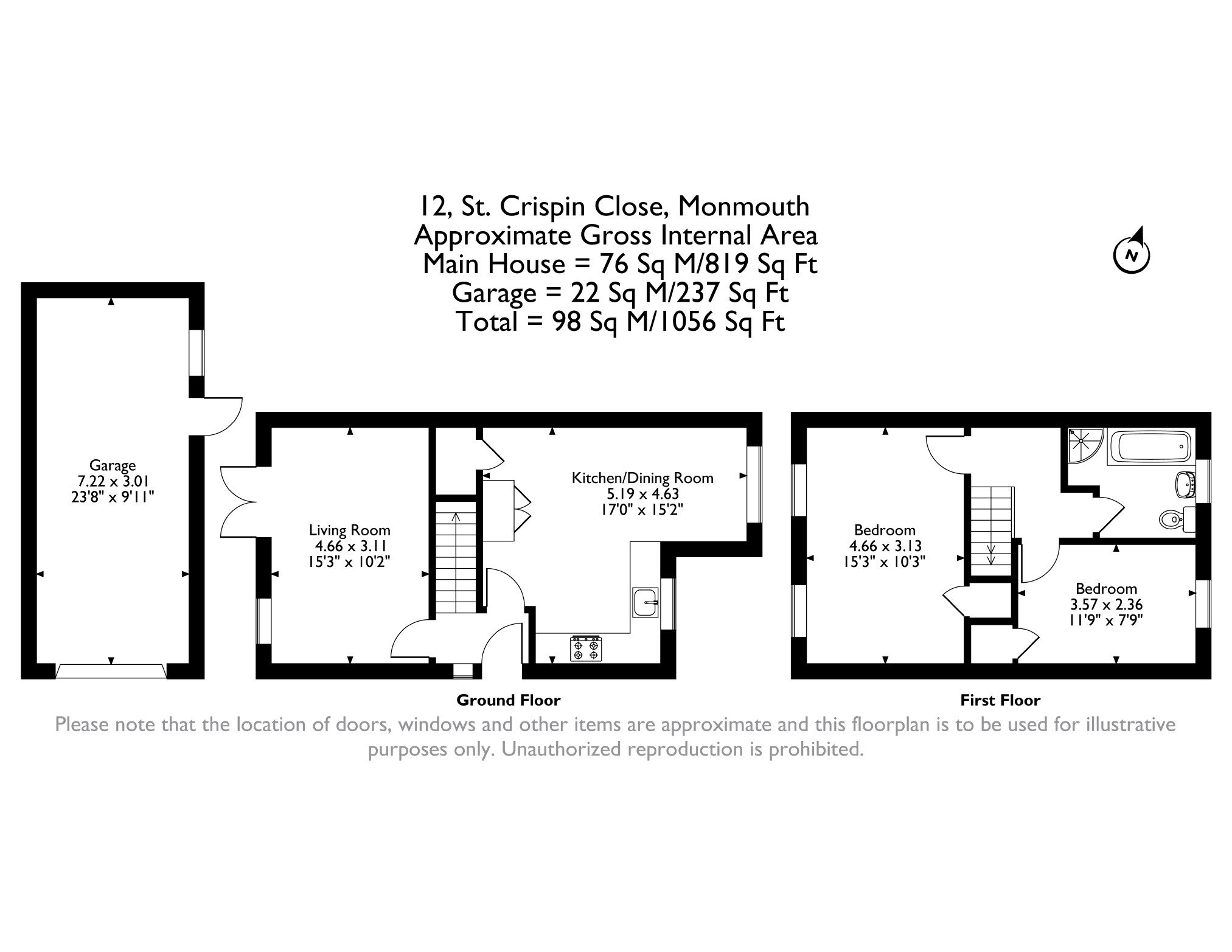 St Crispin Close, Monmouth floorplan
