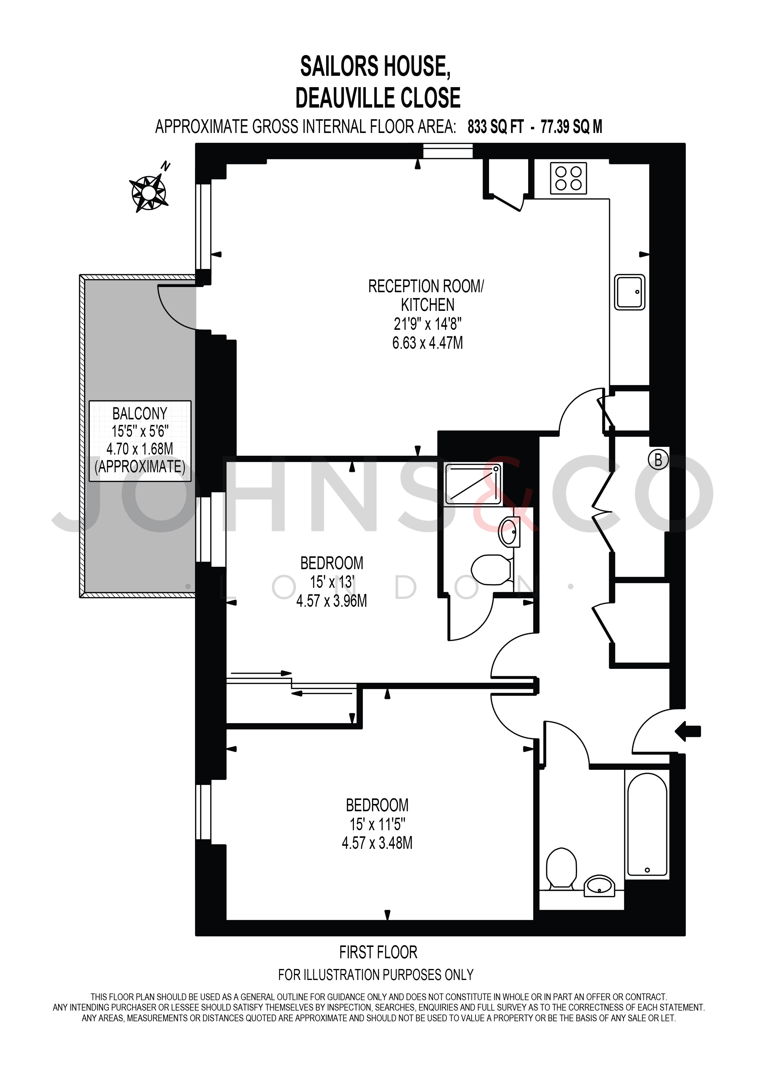 Flat 102  Sailors House 16, Deauville Close, London floorplan