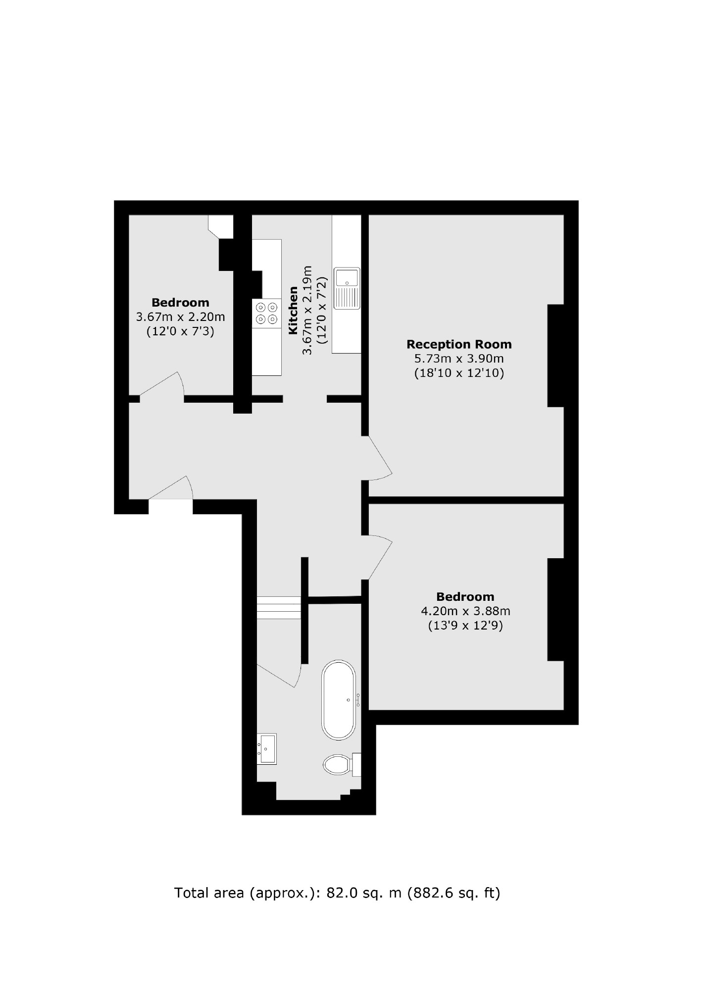 Flat 4, 160, Gloucester Terrace, London floorplan