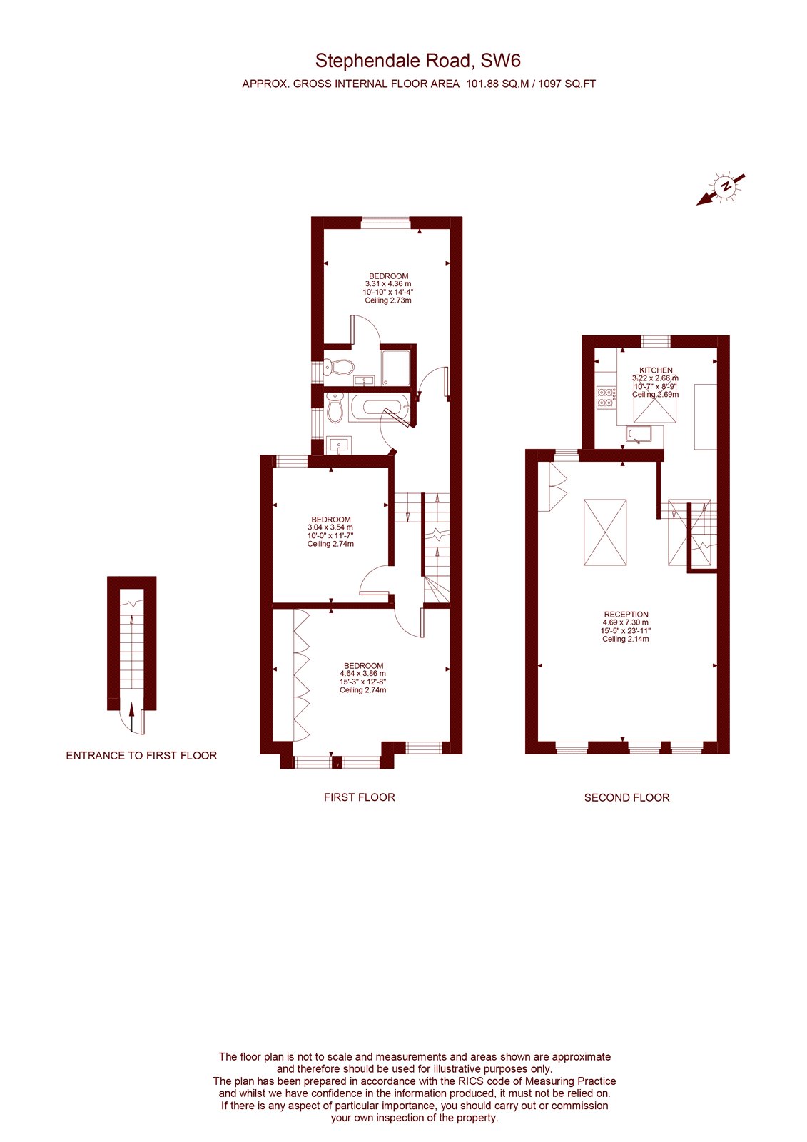 First And Second Floor Flat, 58, Stephendale Road, London floorplan