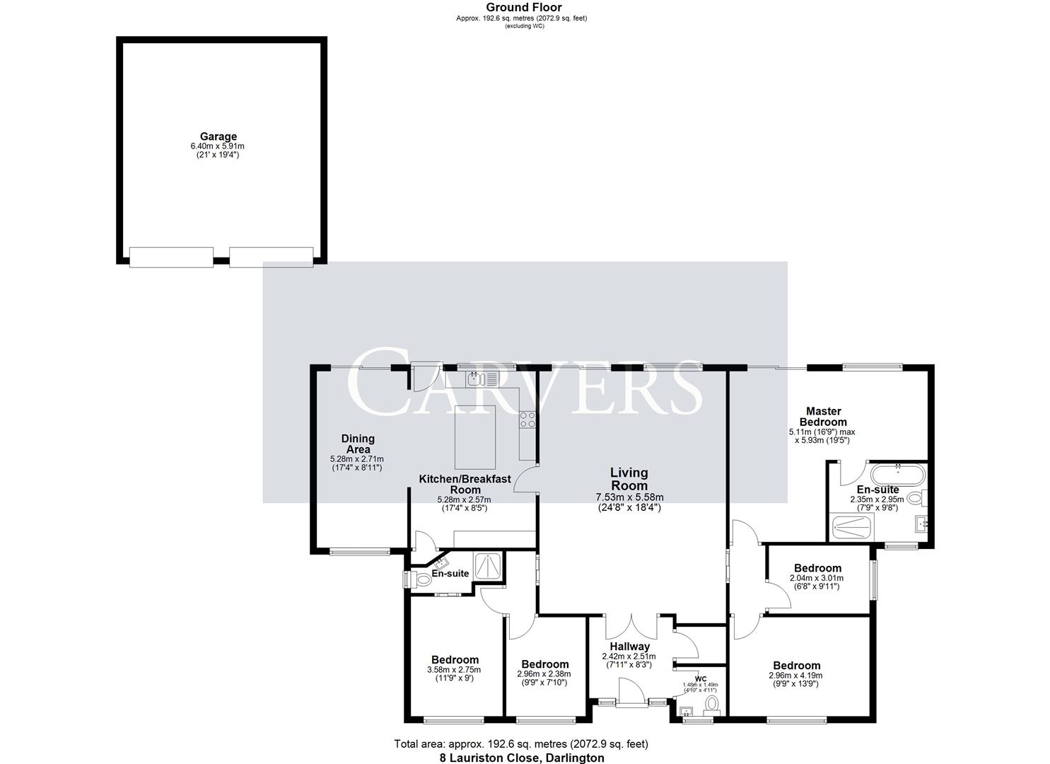 8, Lauriston Close, Darlington floorplan