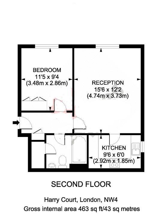 Flat 9,, Harry Court, 3 Wenlock Gardens, London floorplan