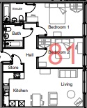 707, Armstrong House, Peterborough floorplan