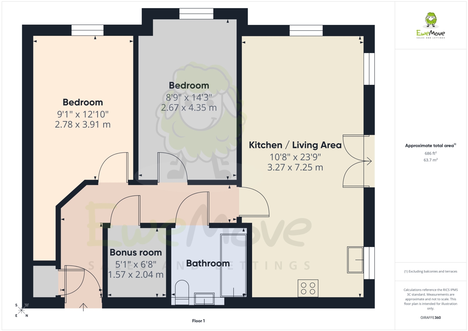 Flat 2, Senate Court, 7 Aurum Green Avenue Chineham, Basingstoke floorplan