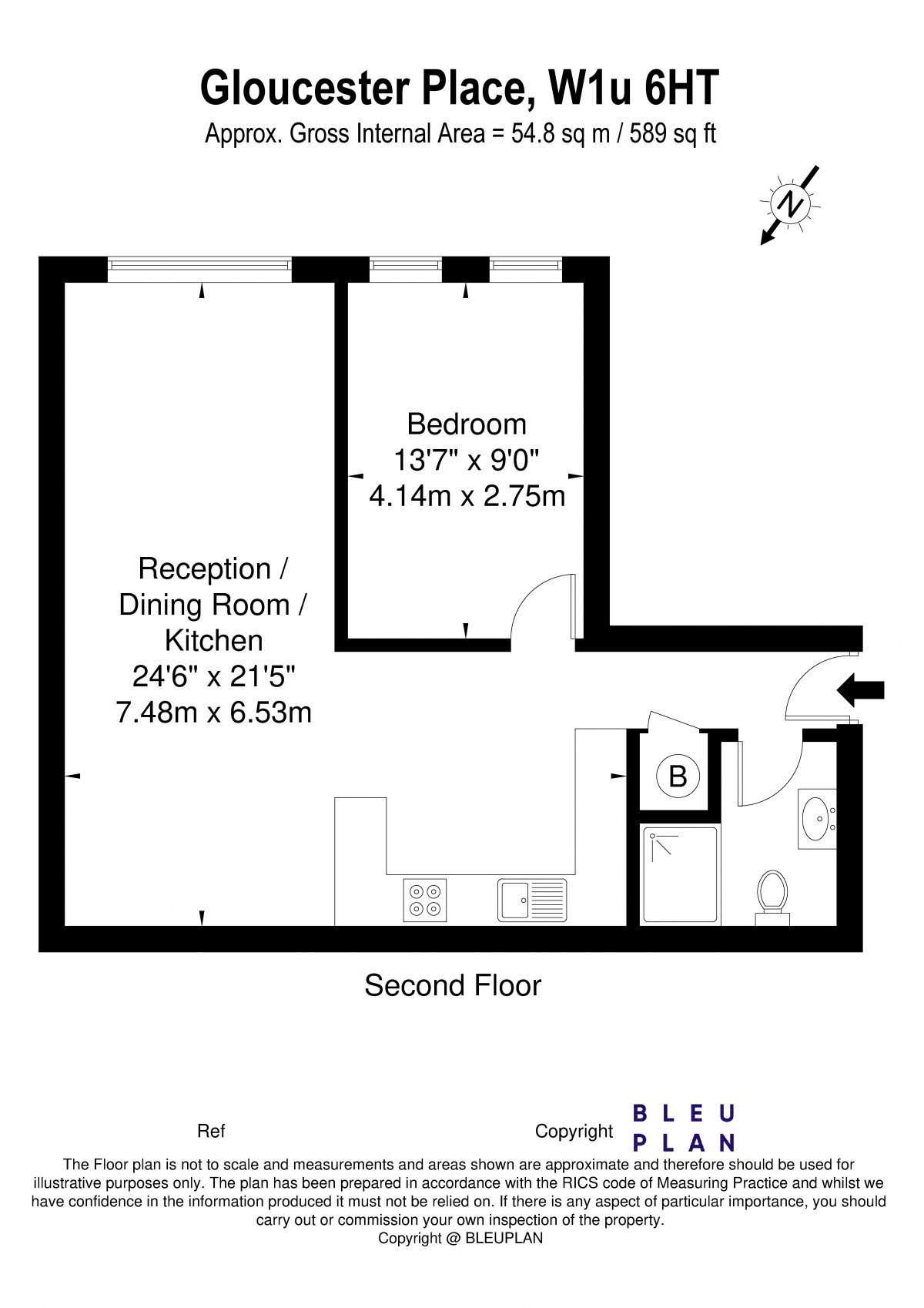 Flat 1, 92, Gloucester Place, London floorplan