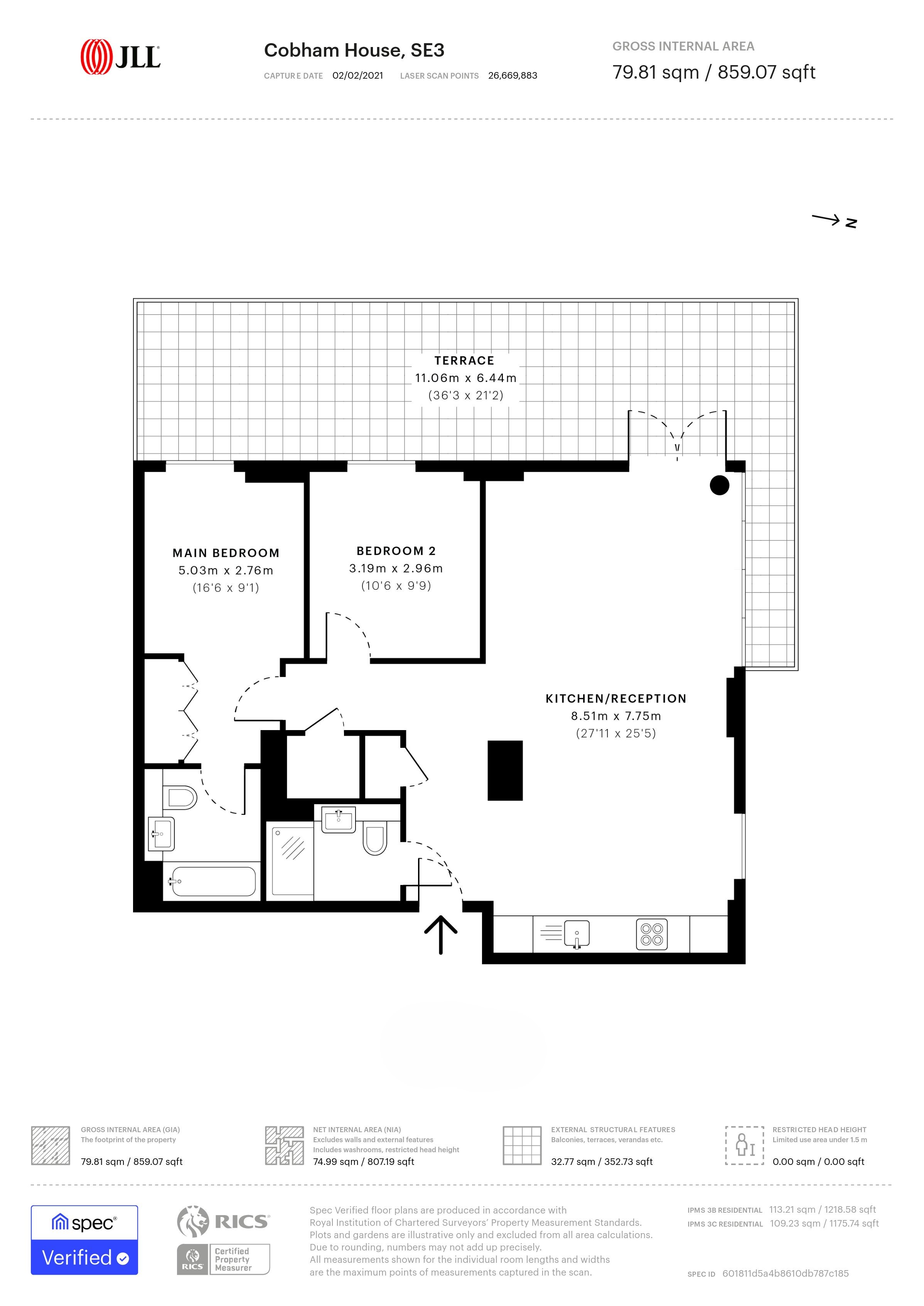 Flat 205, Cobham House, 10, Pegler Square, London floorplan