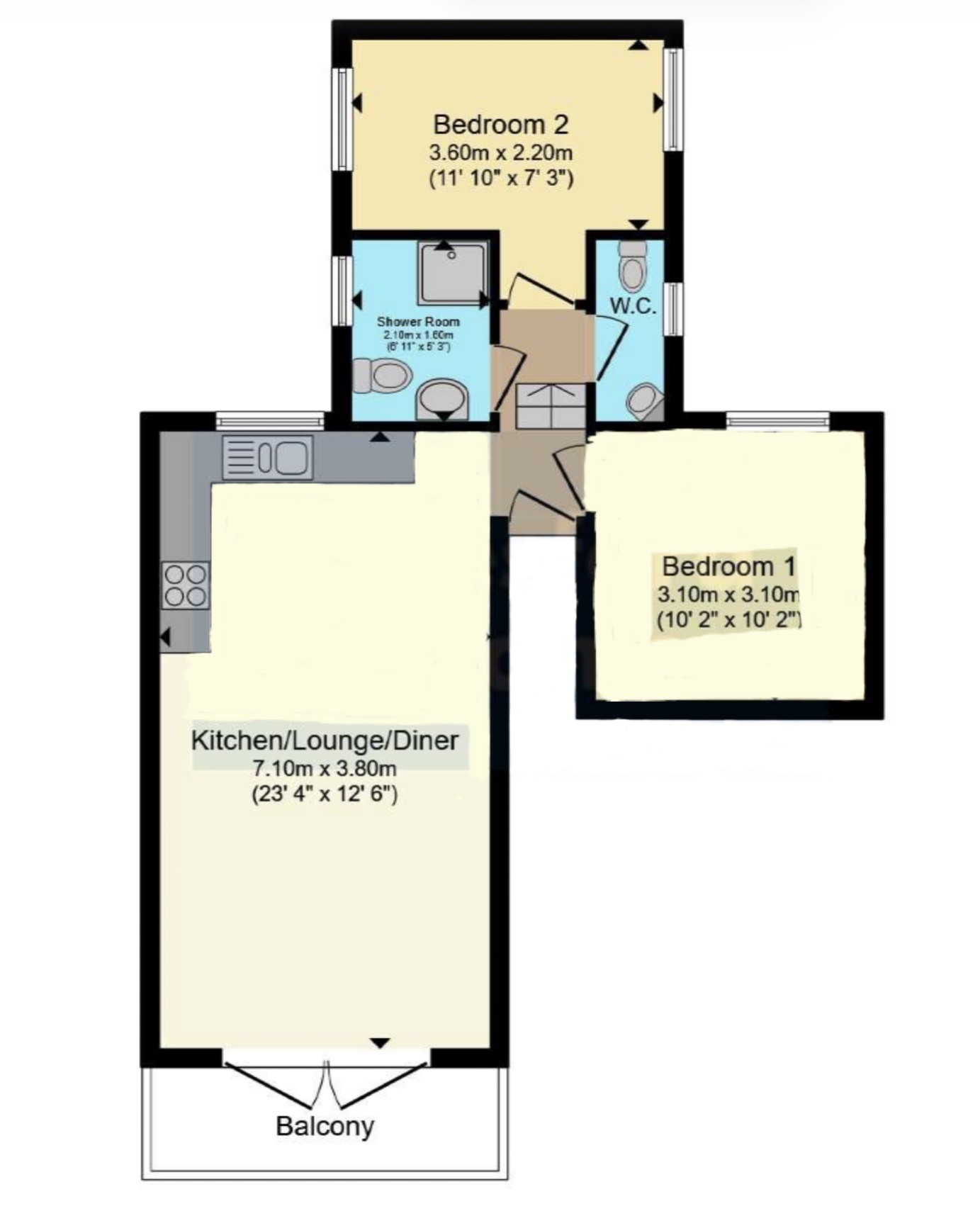 Flat 2/Glanaber, Lon Pont Morgan, Abersoch floorplan