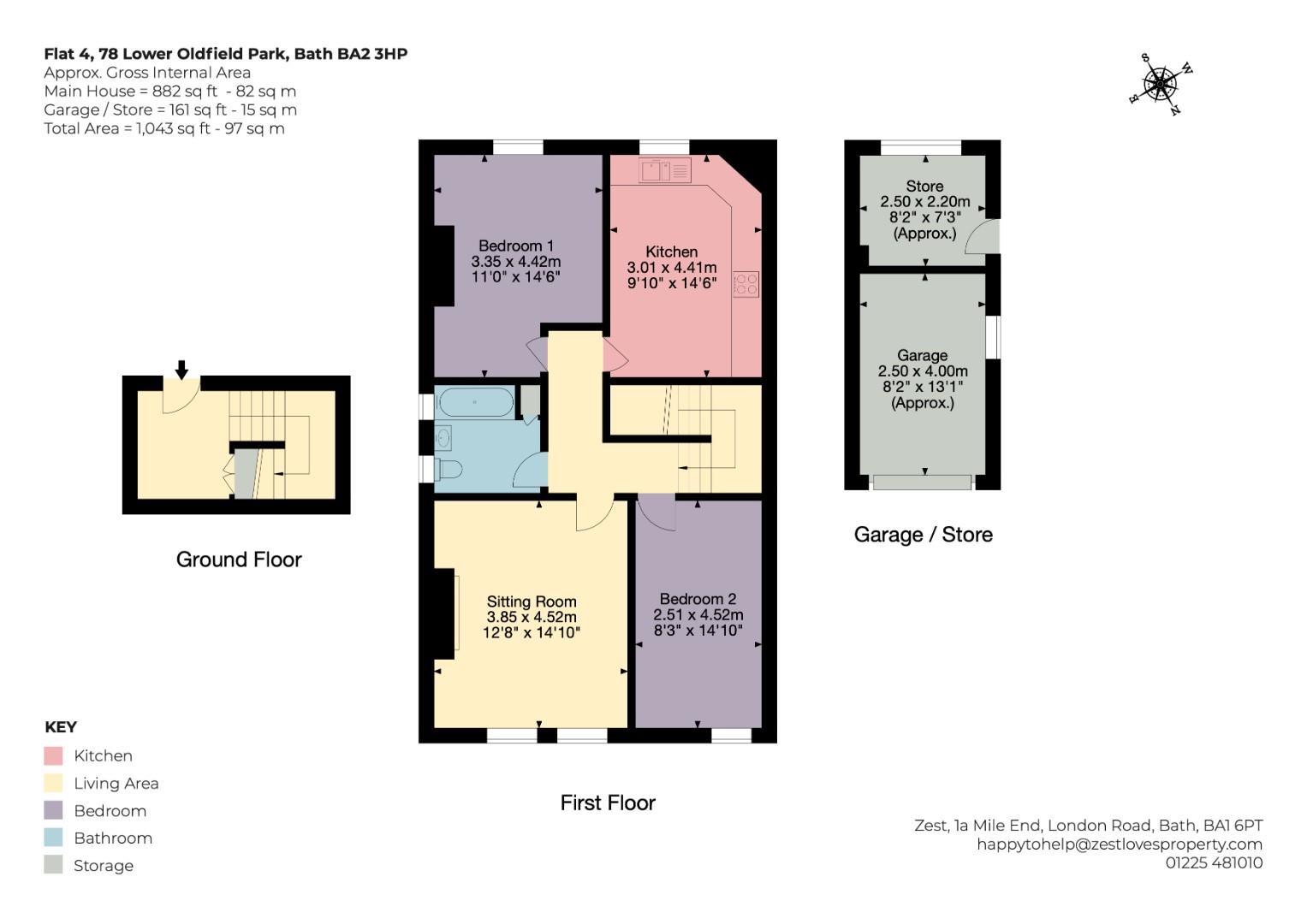 Flat 4, 78, Lower Oldfield Park, Bath floorplan