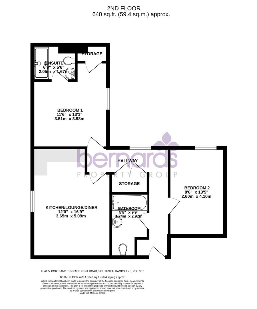Apartment 5, 1, Portland Terrace, Southsea floorplan