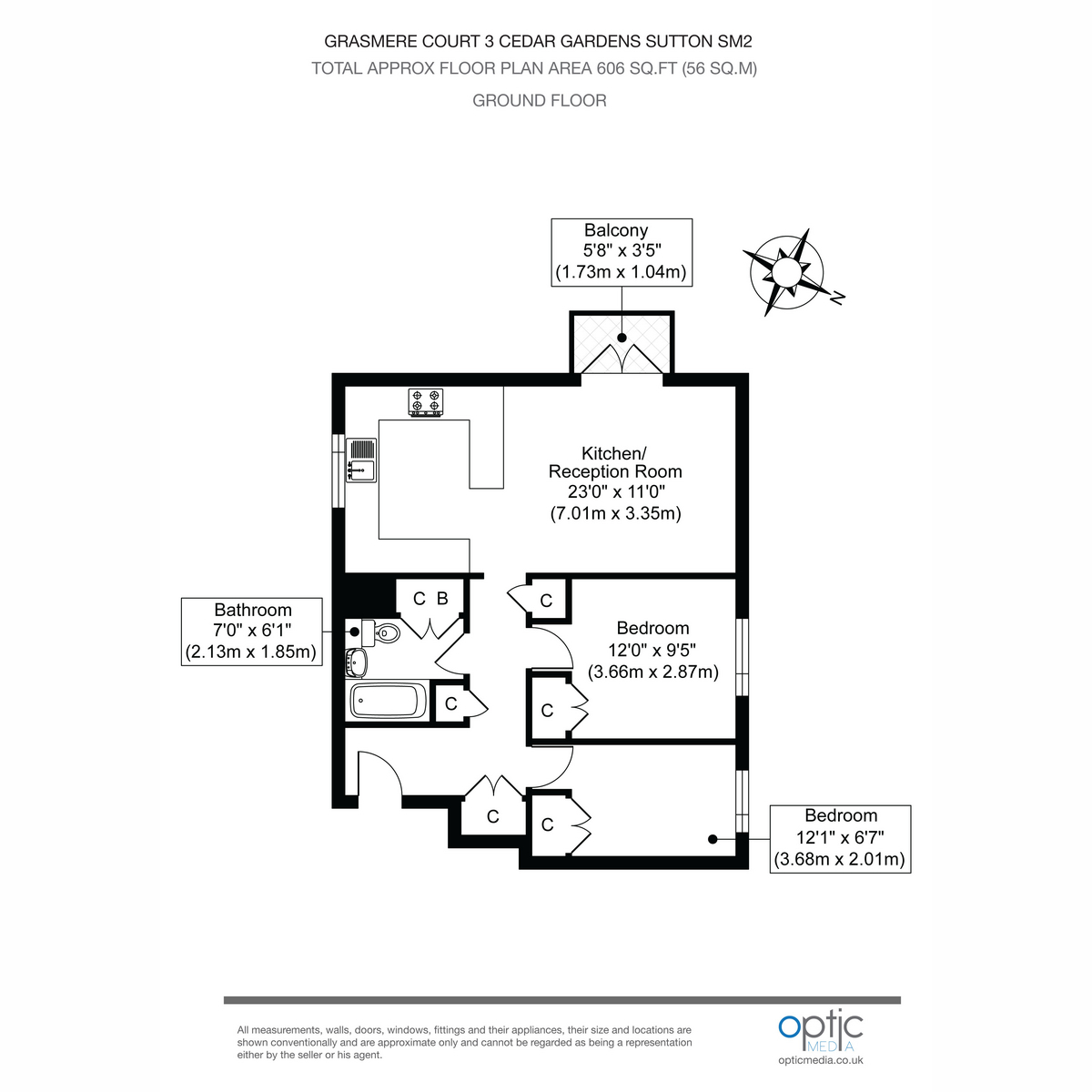 Flat Flat 6, 3, Cedar Gardens, Sutton floorplan