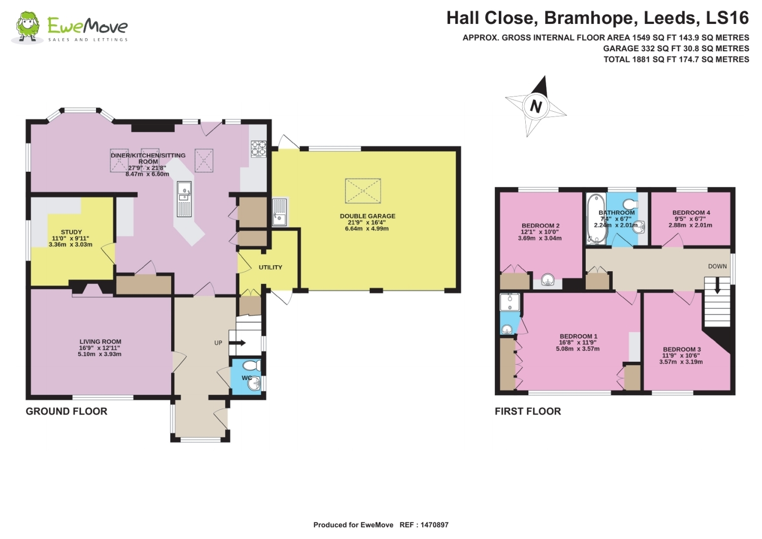2, Hall Close, Leeds floorplan