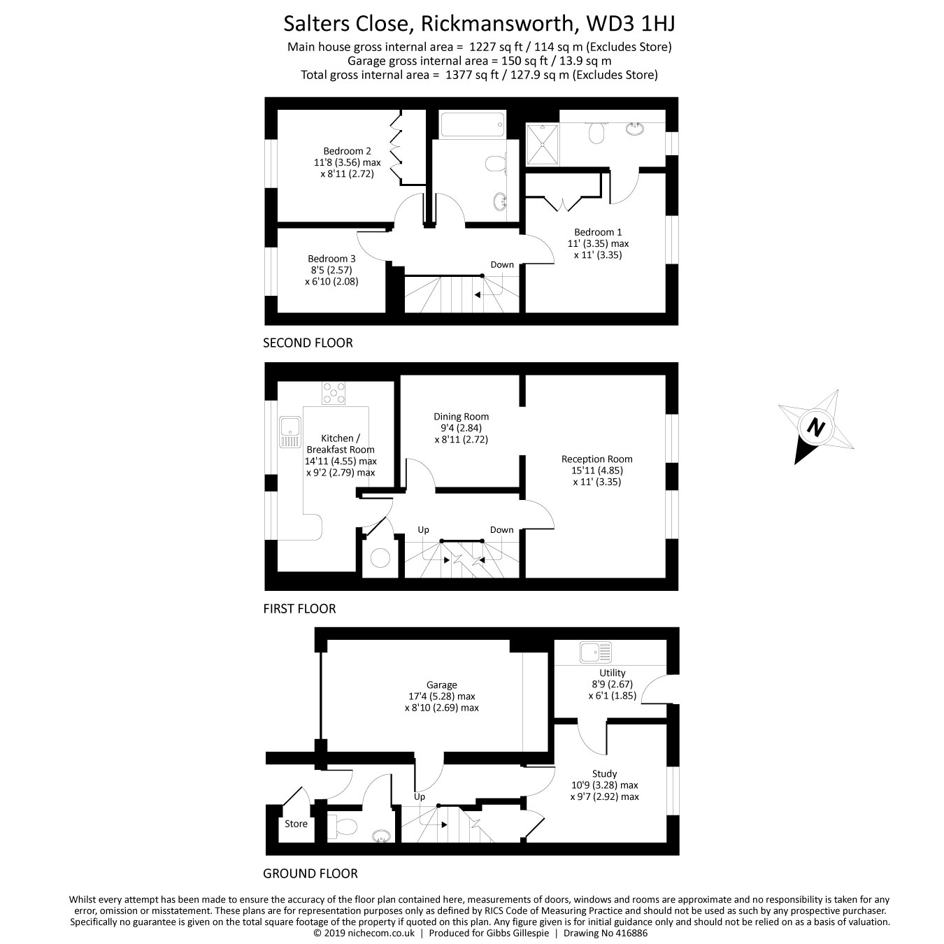 3 Bedrooms Town house for sale in Salters Close, Rickmansworth, Hertfordshire WD3