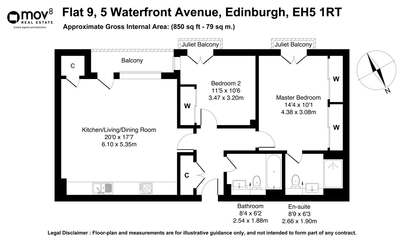 Flat 9, 5, Waterfront Avenue, Edinburgh floorplan