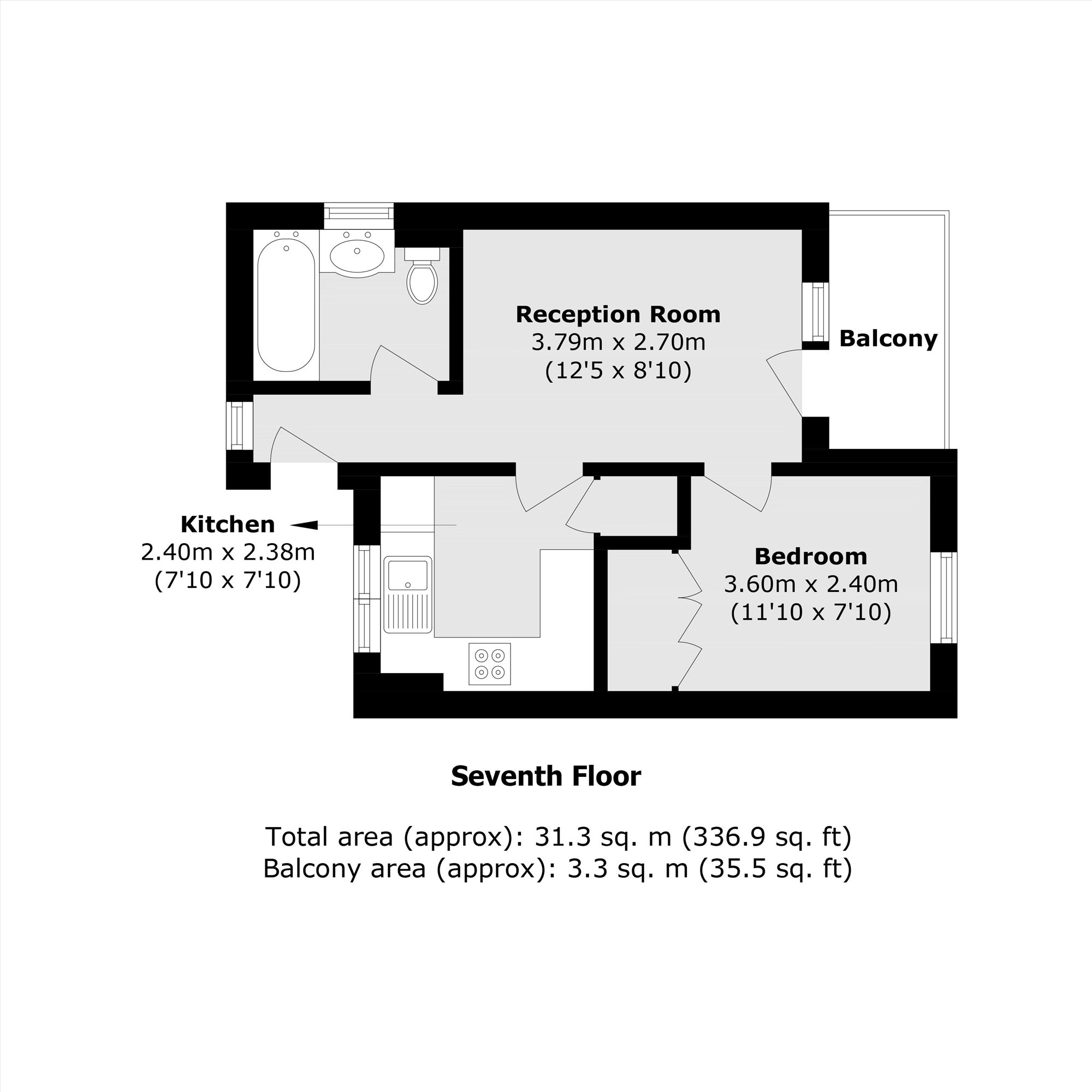 1 bed flat for sale floorplan
