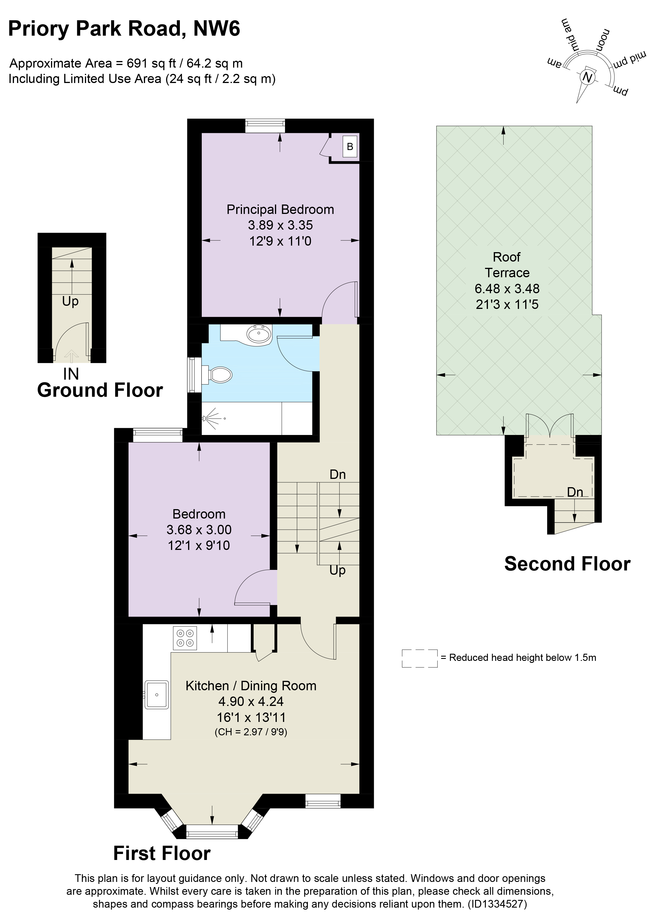 Flat B, 68, Priory Park Road, London floorplan