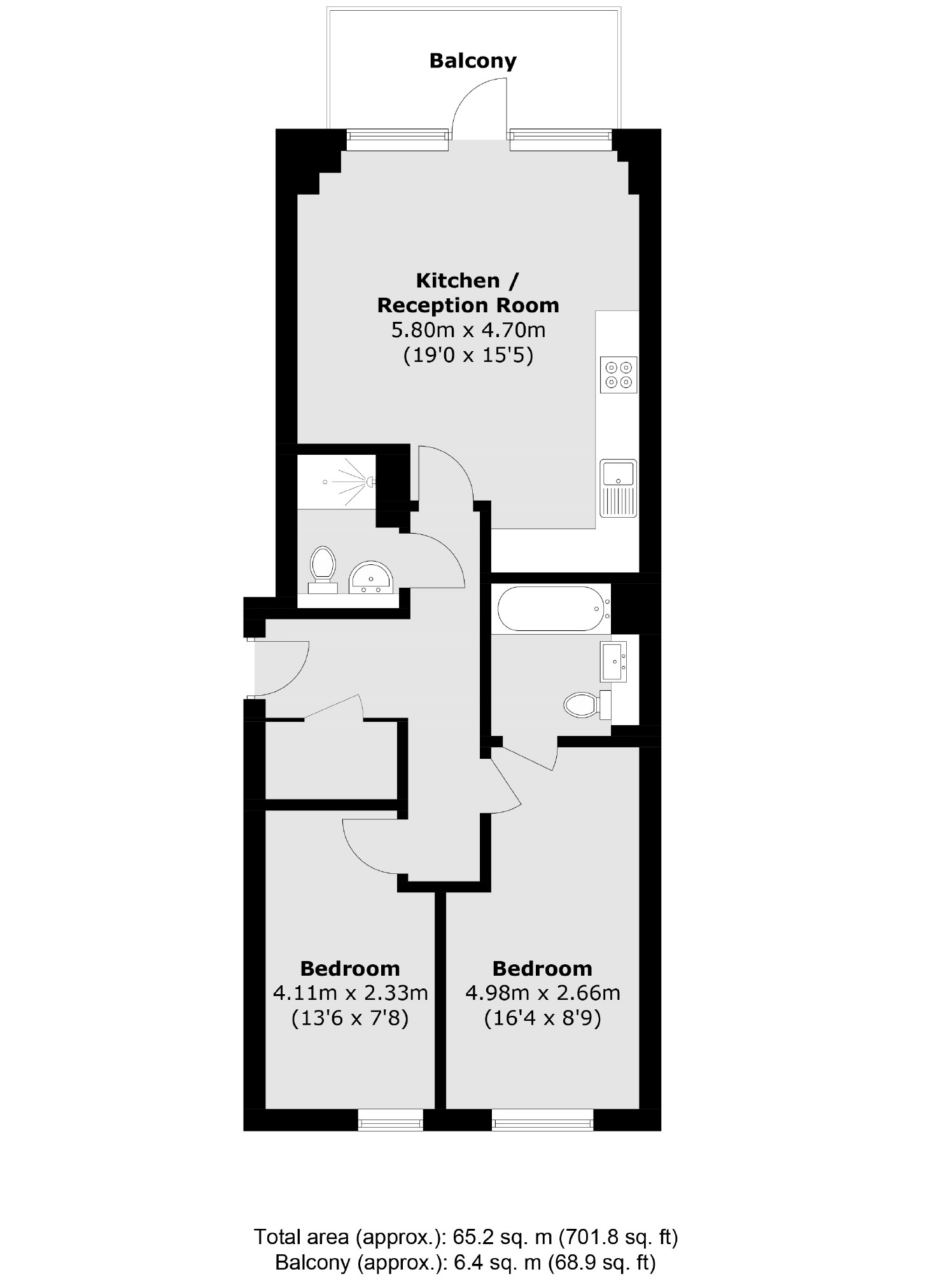 Flat 4, Aurora Point, 283, Grove Street, London floorplan