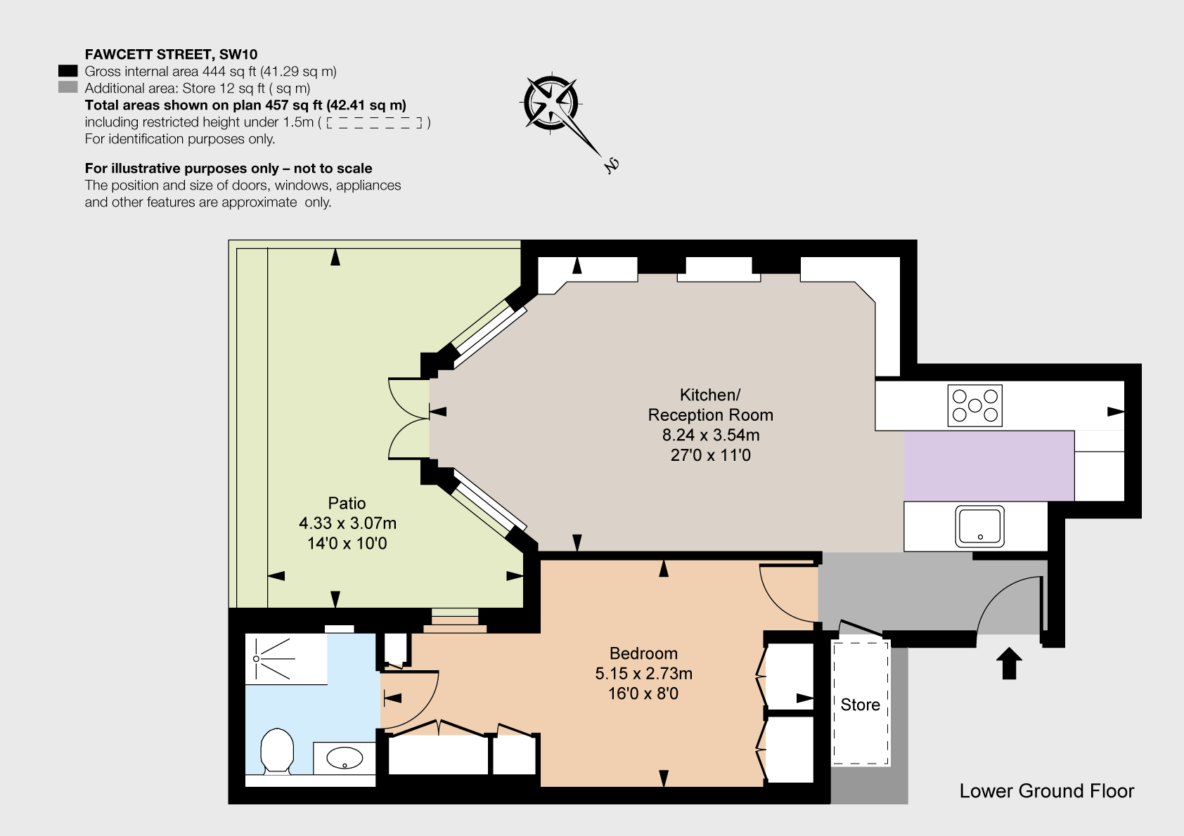 Flat 1, 12, Fawcett Street, London floorplan