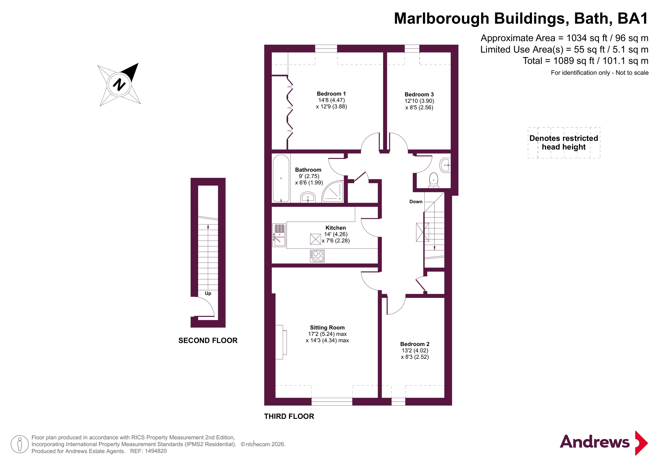 Flat 4, 16, Marlborough Buildings, Bath floorplan