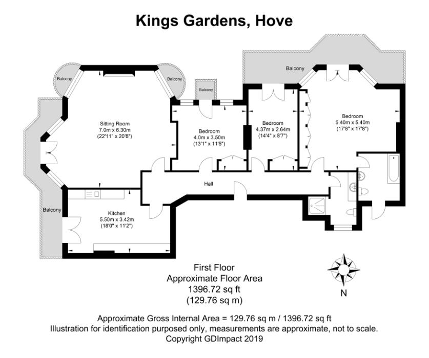 3 Bedrooms Flat for sale in Kings Gardens, Hove, East Sussex BN3