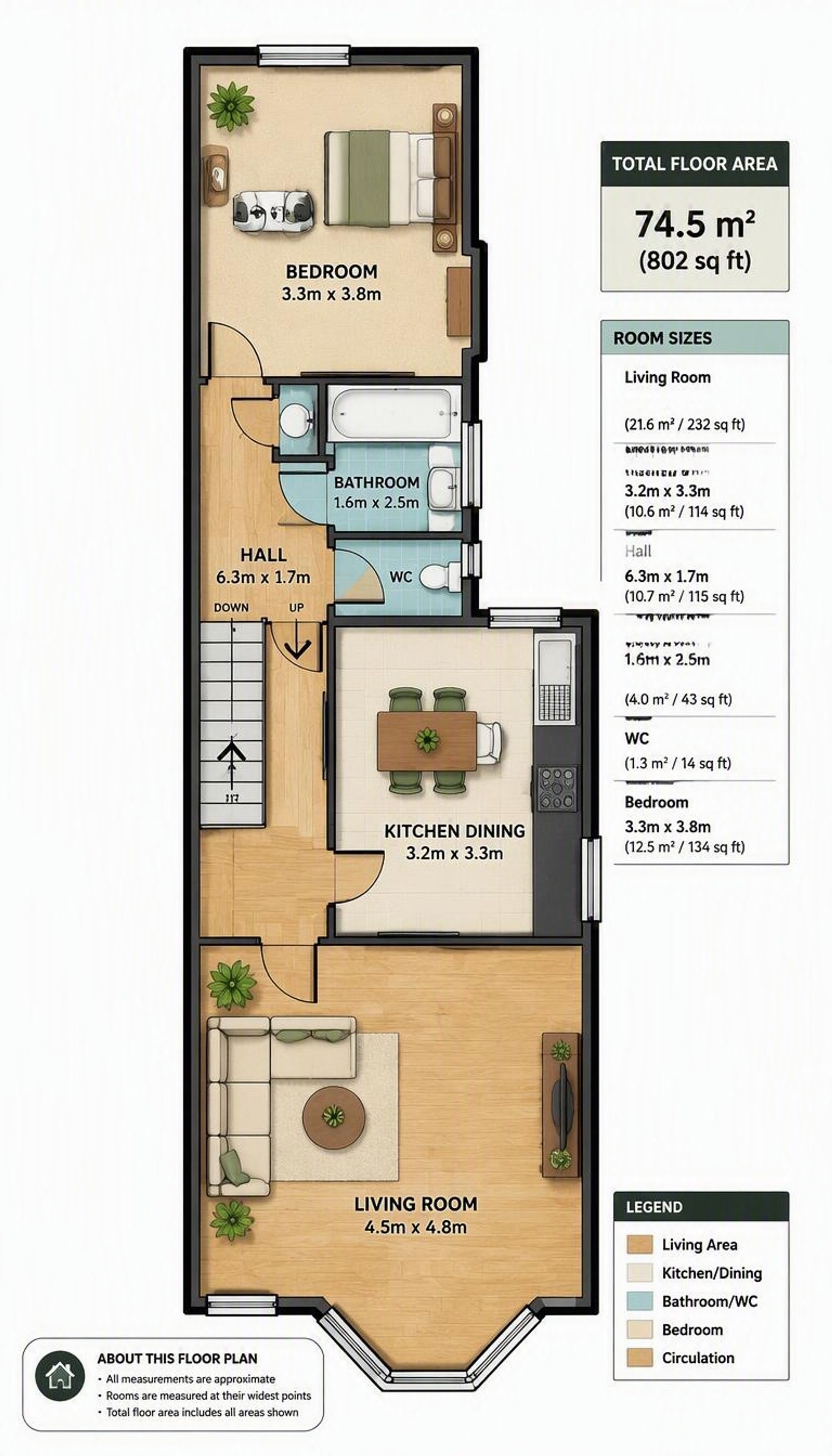 First Floor Flat, 172 Squires Lane, London floorplan