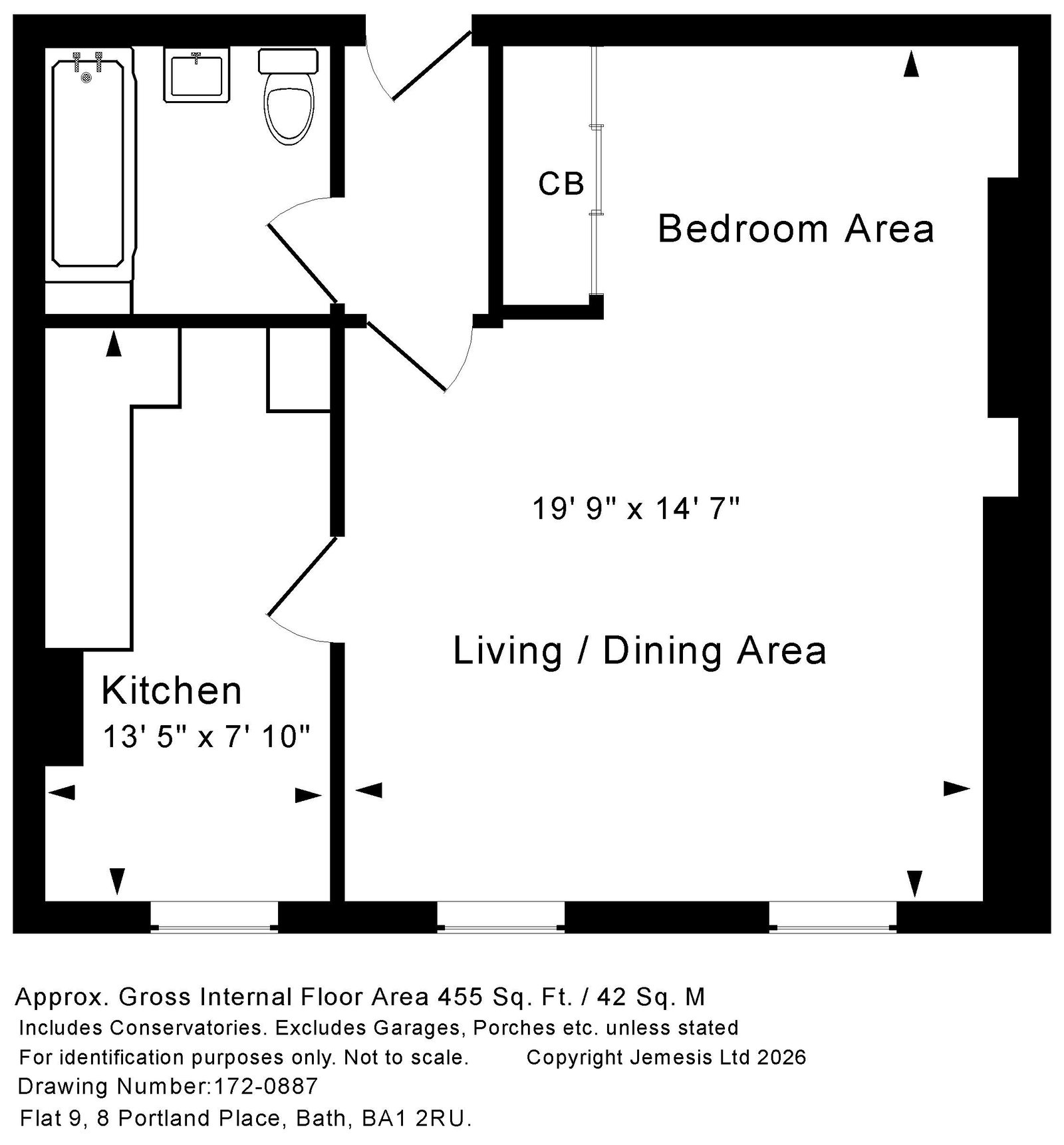 8,Flat 9, Portland Place, Bath floorplan