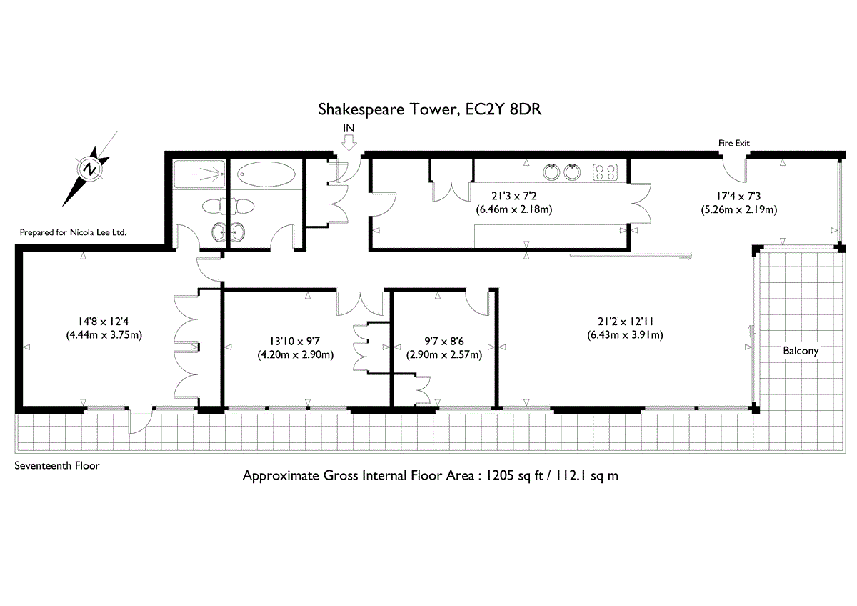173, Shakespeare Tower, London floorplan