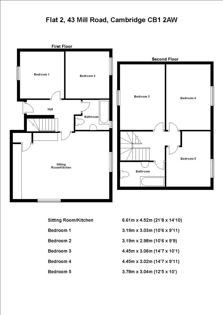 Flat 2, 43 Mill Road, Cambridge floorplan