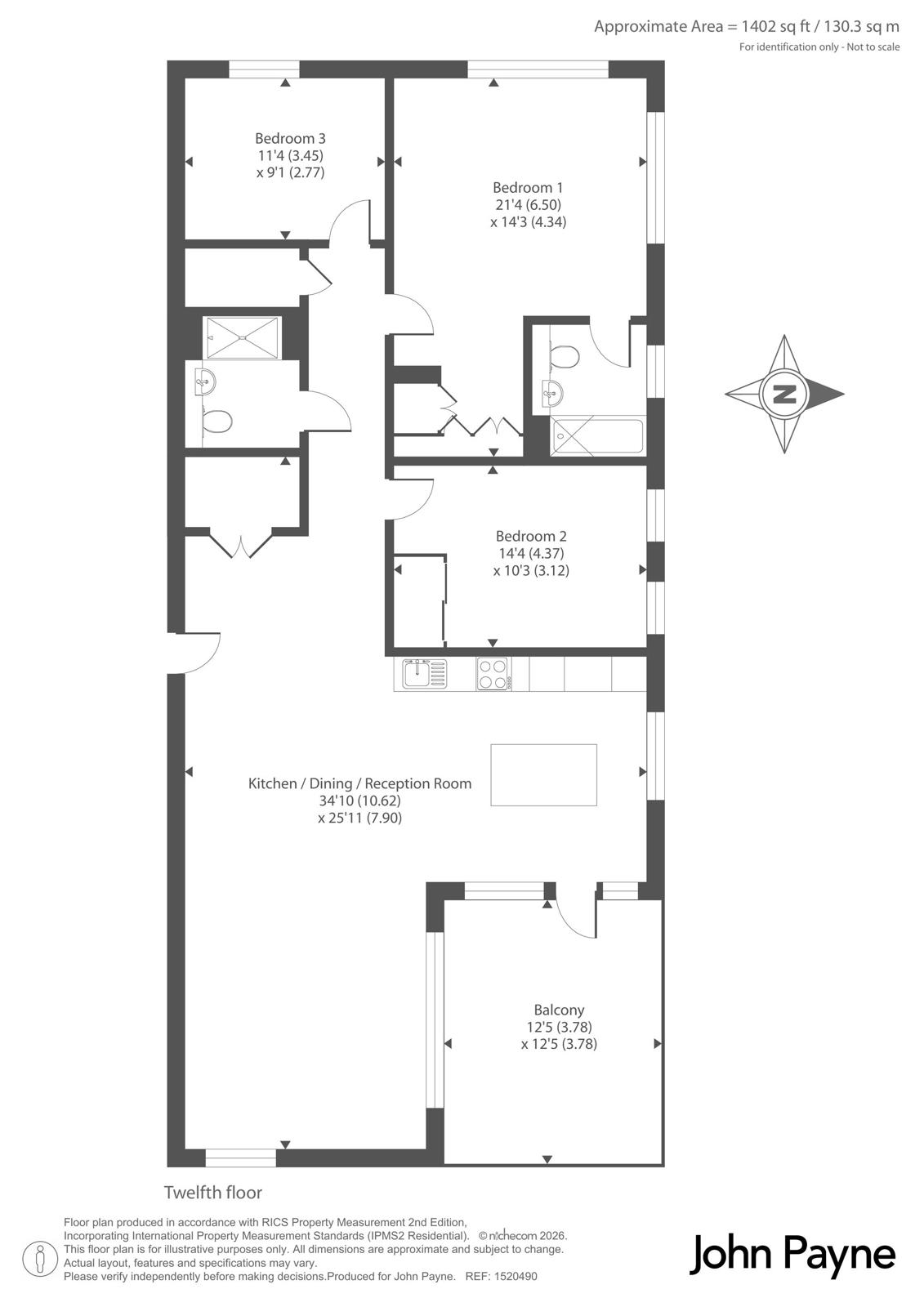 Flat 1202, Marsden House, 11, Pegler Square, London floorplan