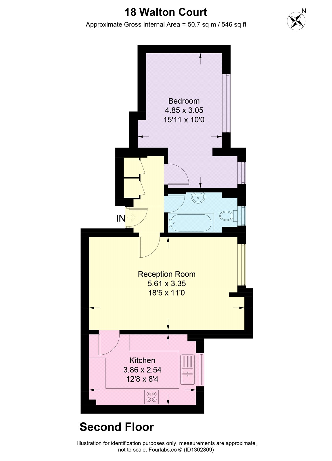 18, Walton Court, 23, Lyonsdown Road, Barnet floorplan