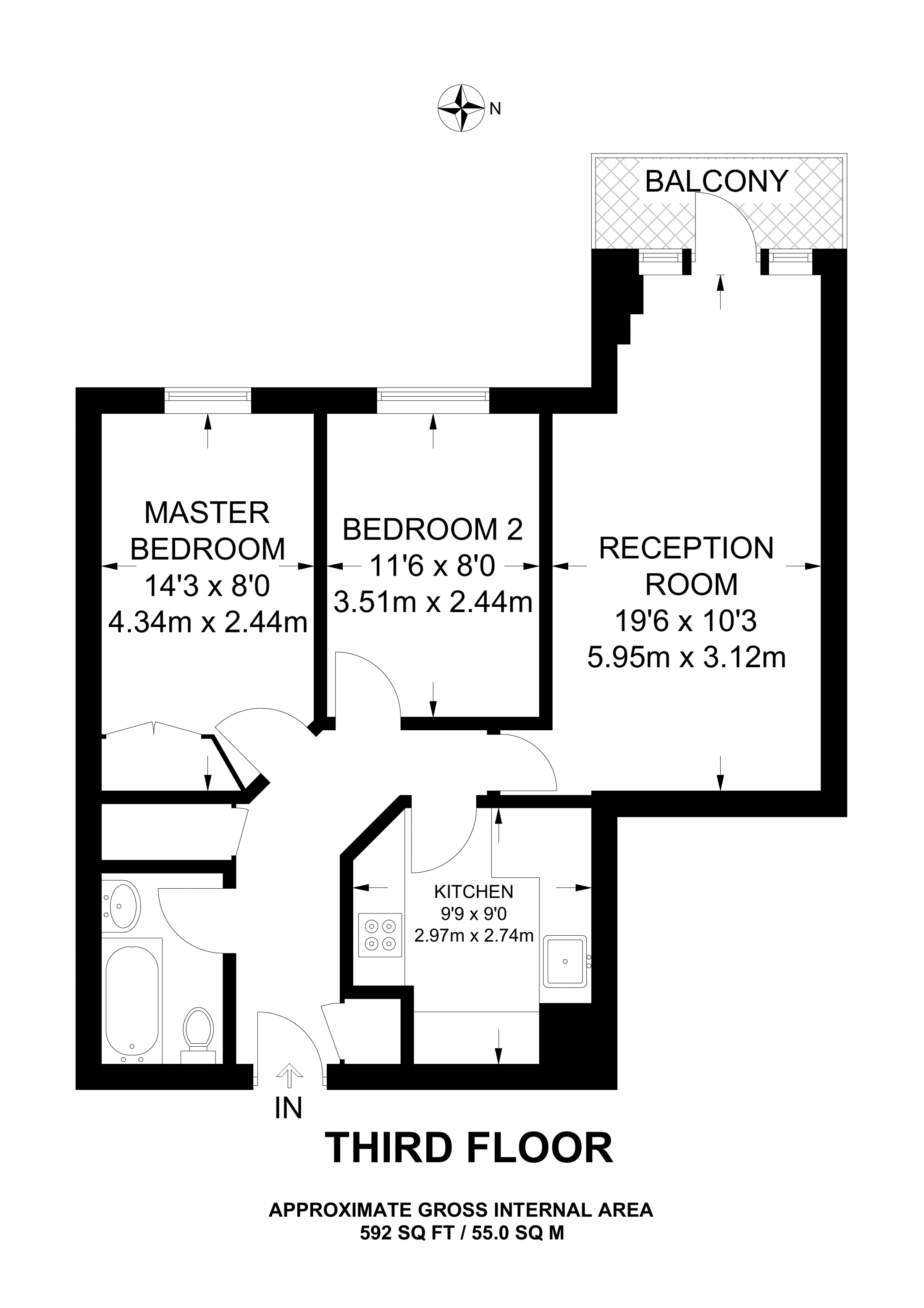 2 Bedrooms Flat to rent in Jerome Place, Kingston KT1