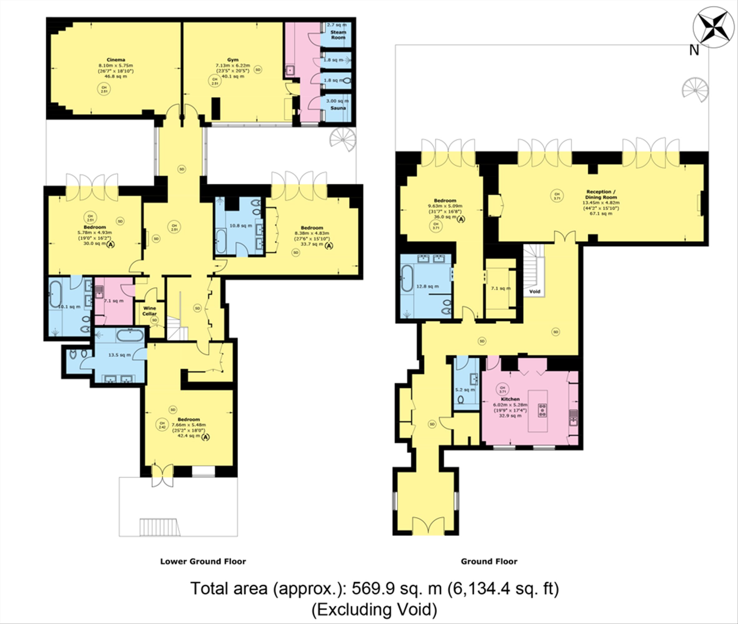 Ground & Lower Ground Floor Flat, 5, Connaught Place, London floorplan