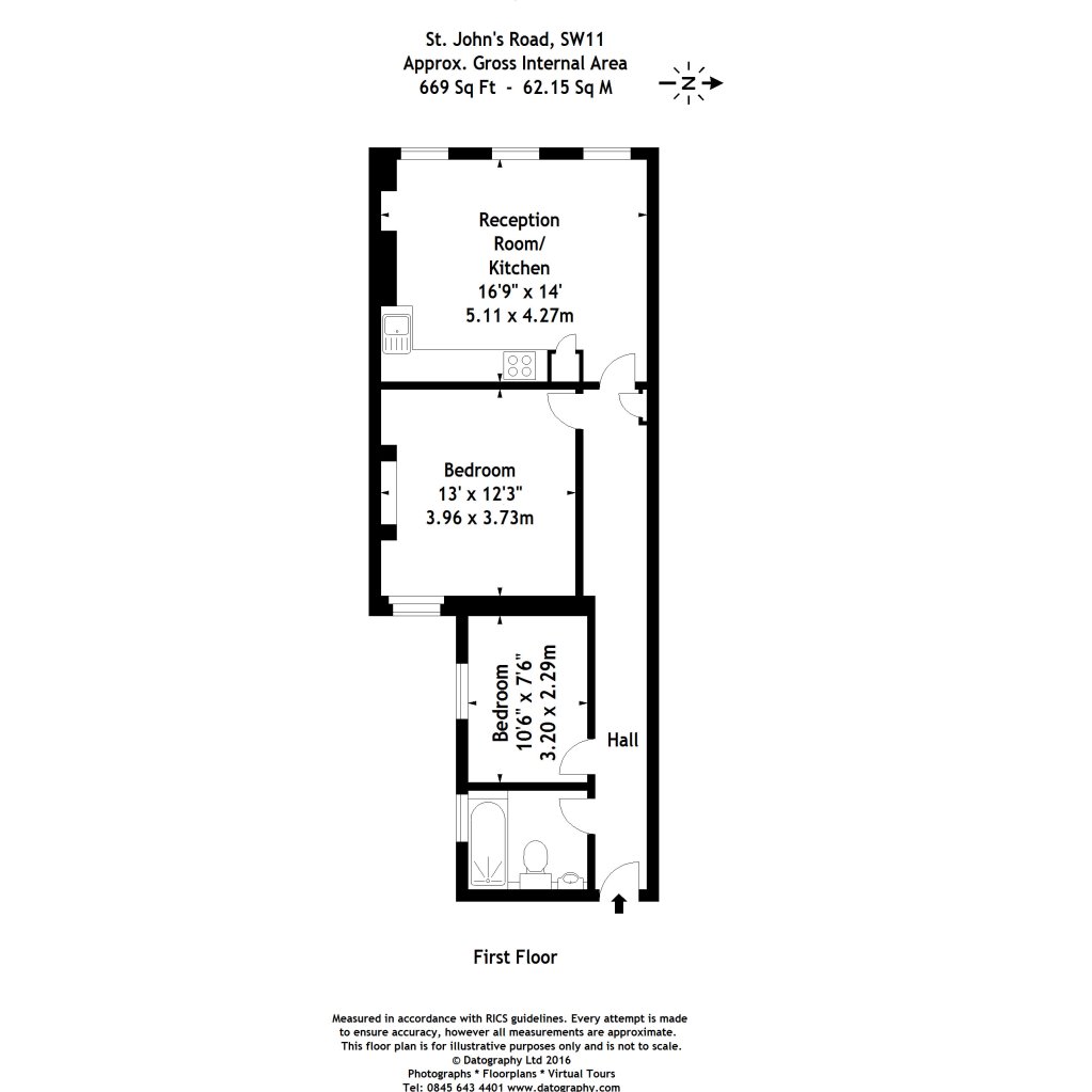 2 Bedrooms Flat to rent in St. John's Road, London SW11